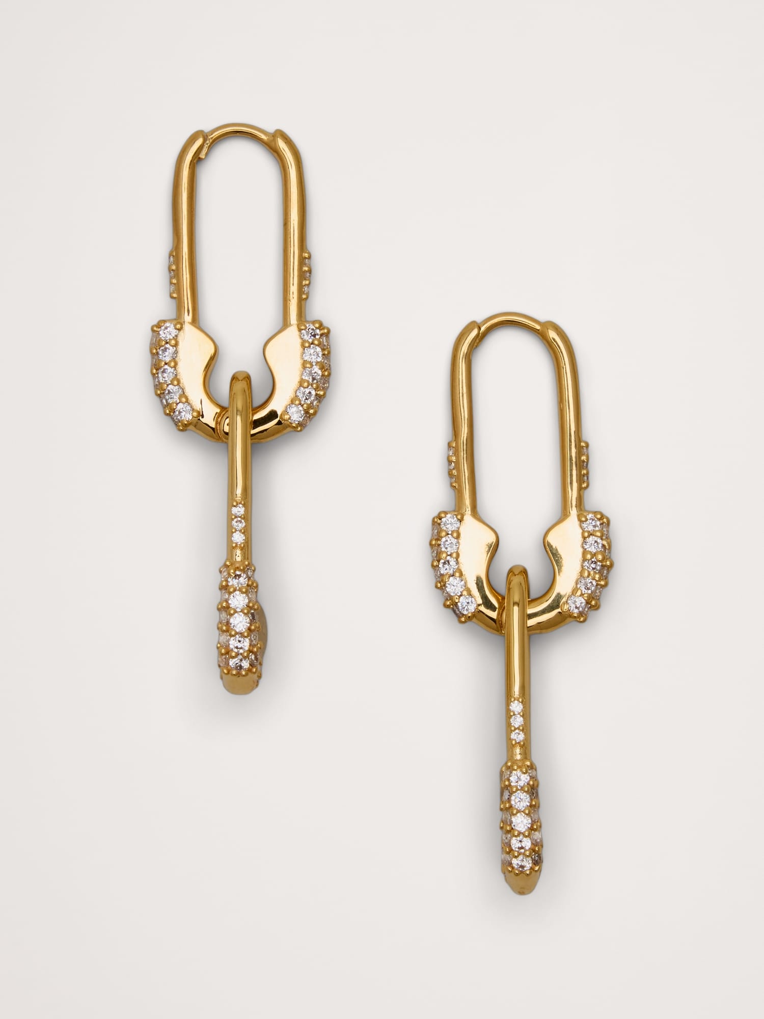 Boucles d’oreilles à épingles de sûreté avec pierres du Rhin - Or