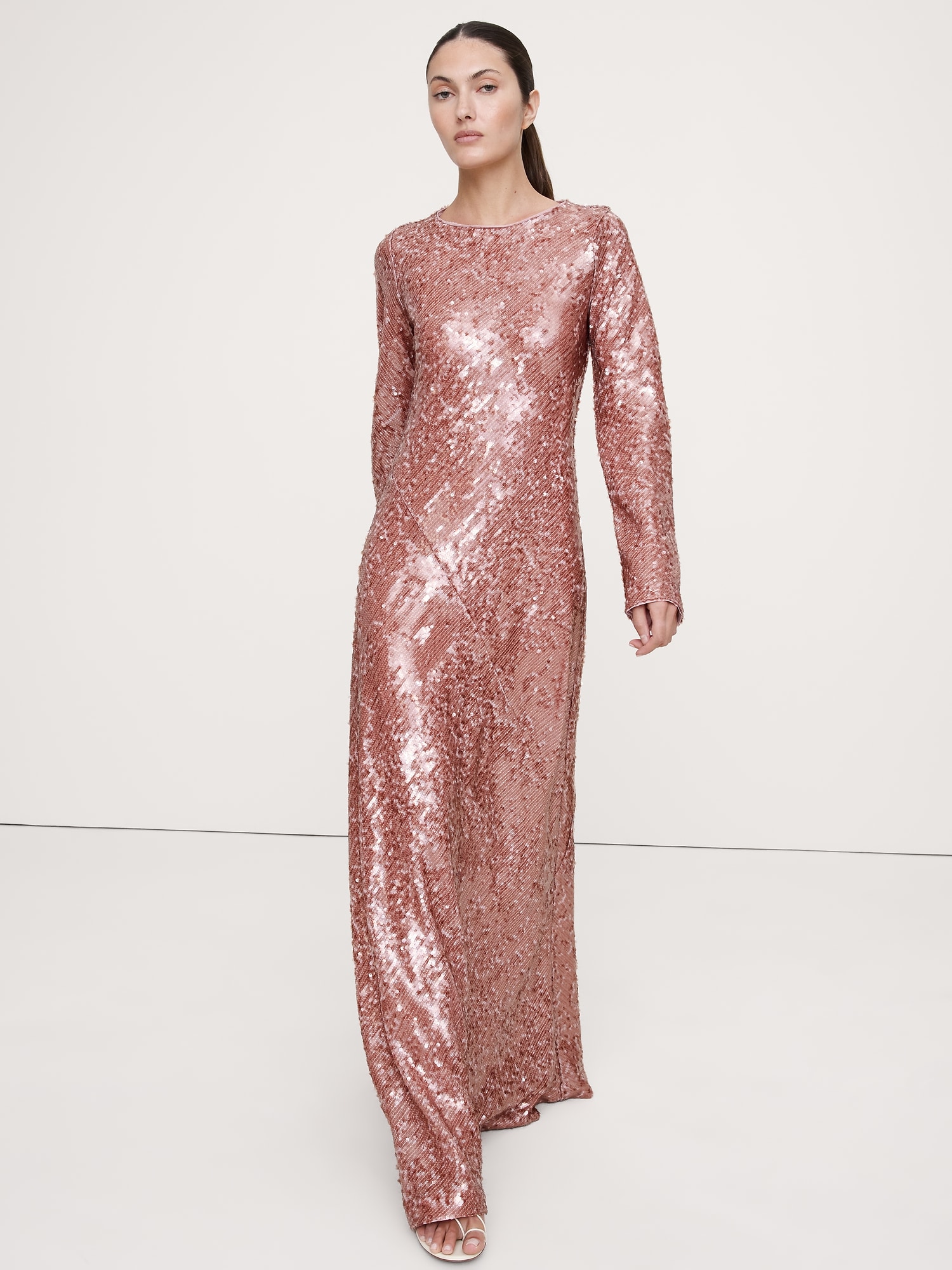 Image number 1 showing, Bias-Cut Sequin Maxi Dress