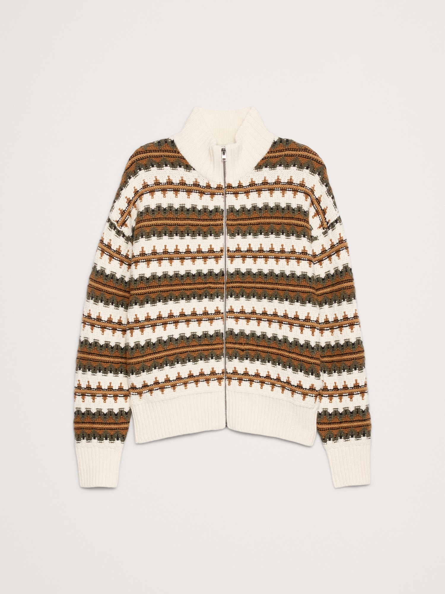 L'image numéro 4 présente Veste-chandail en mélange de laine mérinos à motif jacquard