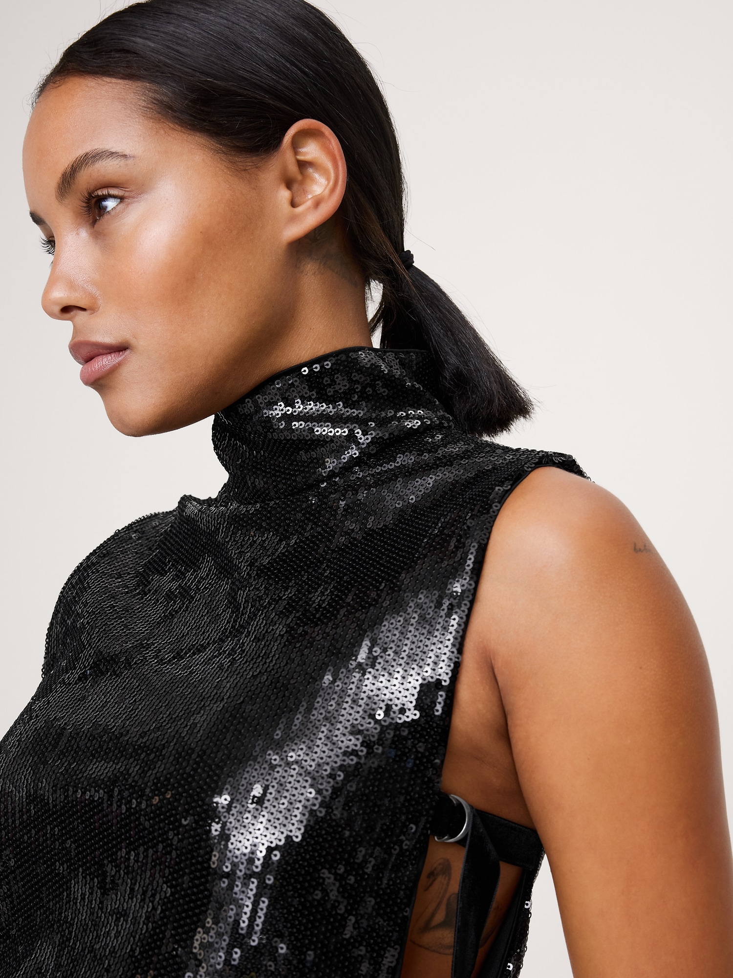 Sequin Open-Side Top
