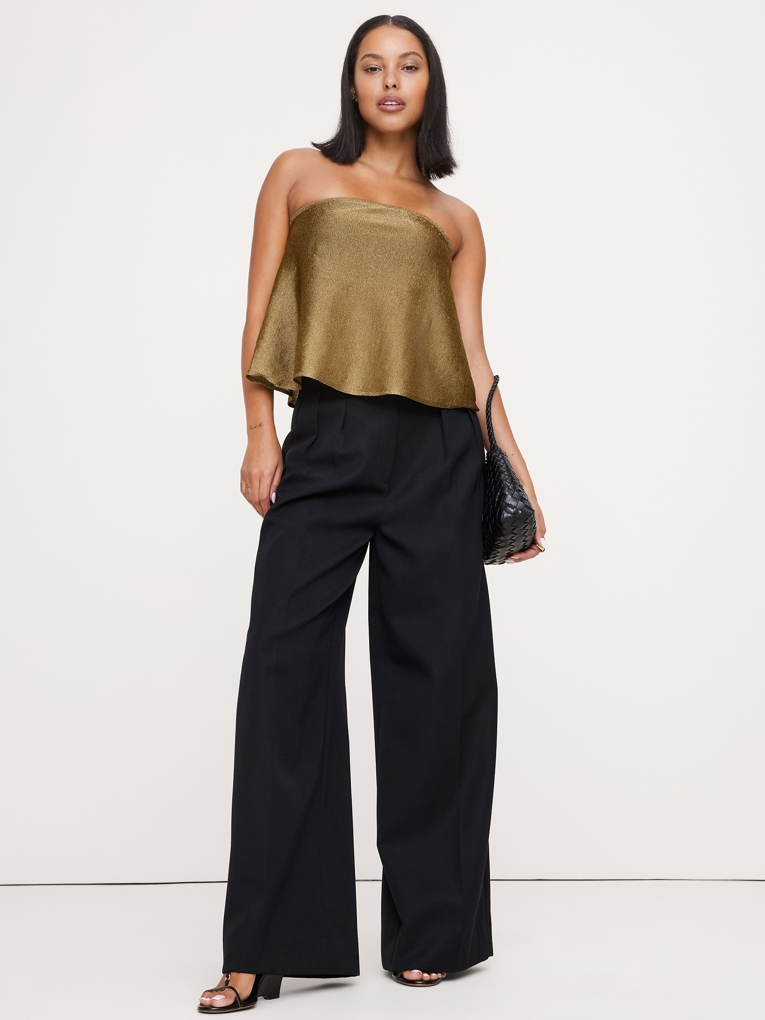 Image number 1 showing, Metallic Strapless Top with Split Back
