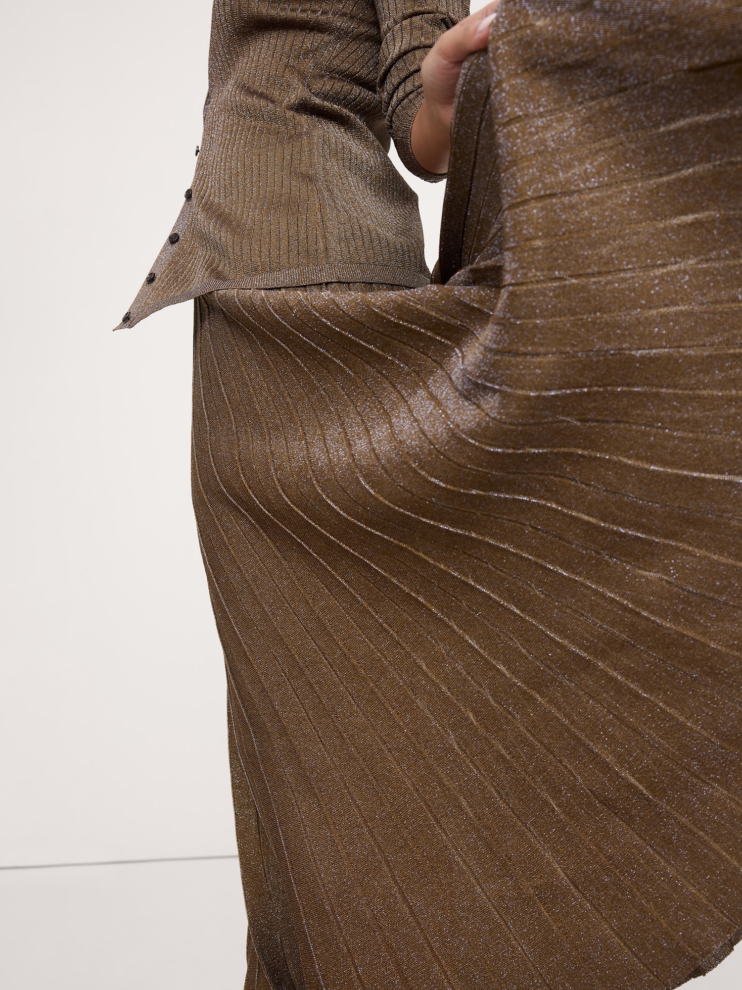 Image number 3 showing, Pleated Metallic Sweater Skirt
