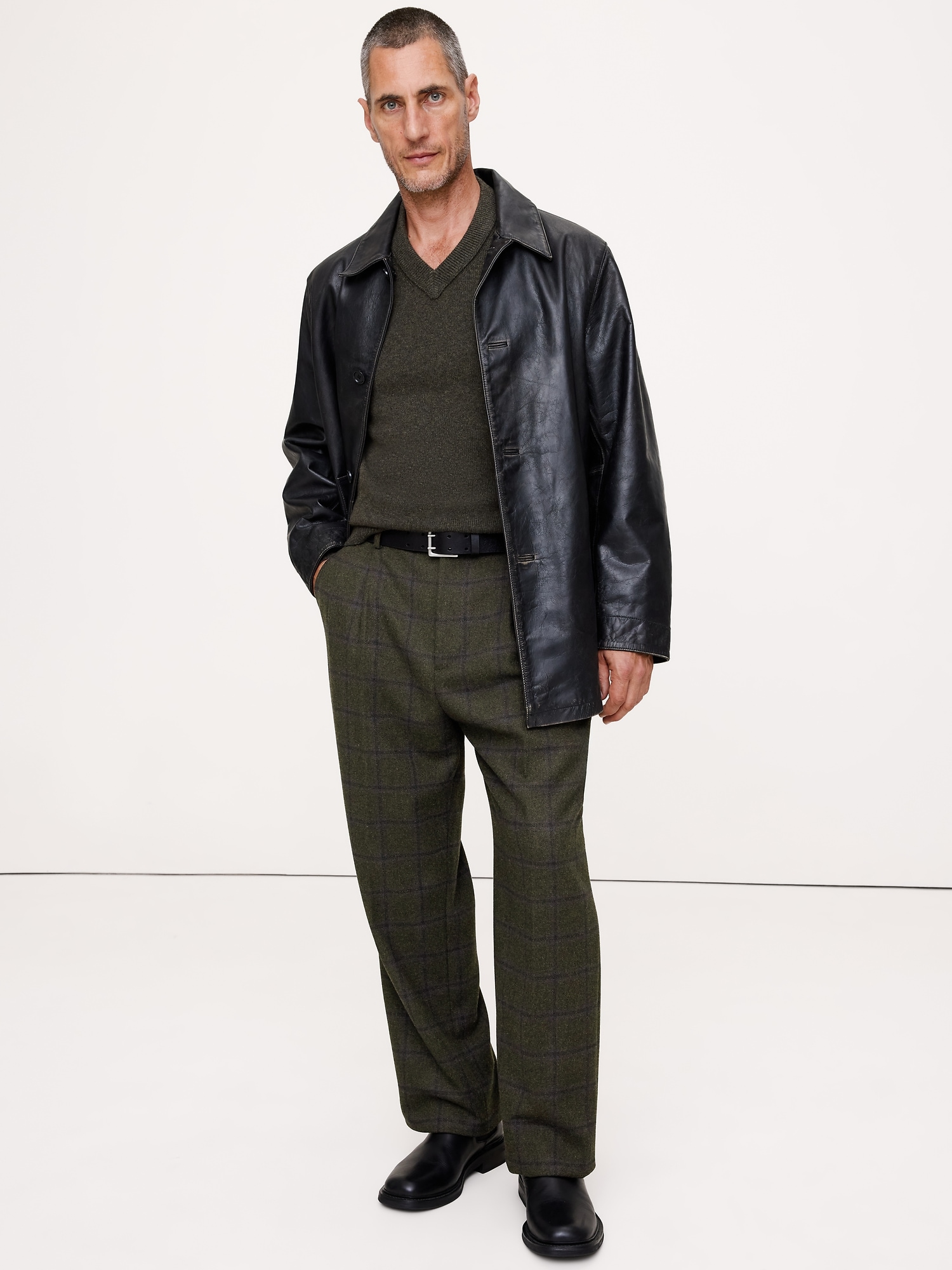 Image number 1 showing, Straight Flannel Pleated Dress Pant