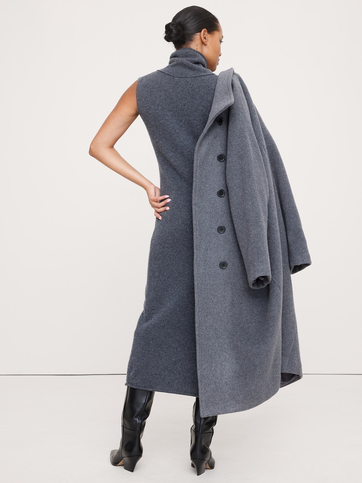 Image number 6 showing, Lightweight Cashmere Turtleneck Midi Dress