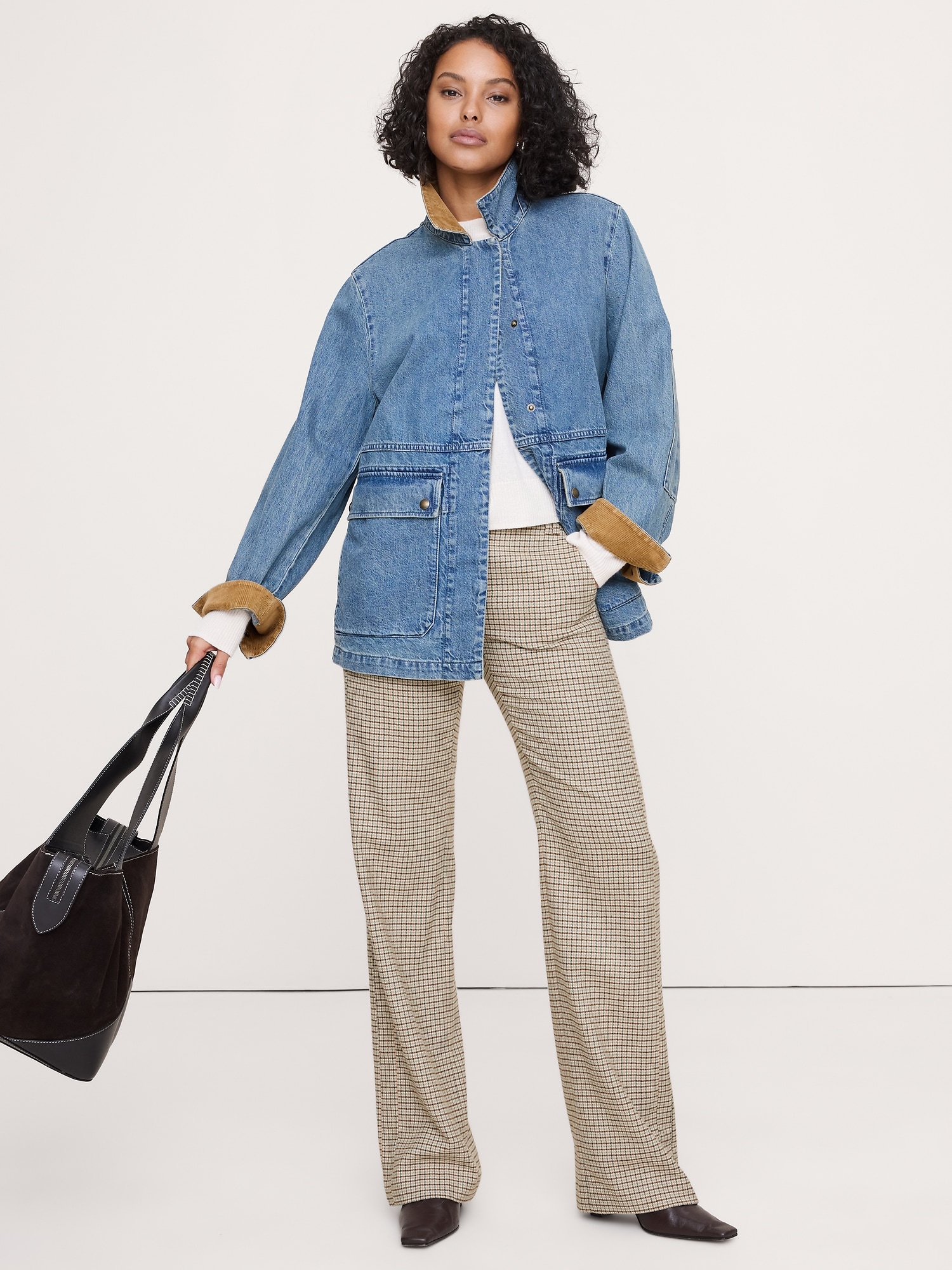 Image number 1 showing, Mid-Rise Bootcut Italian Flannel Belted Pant