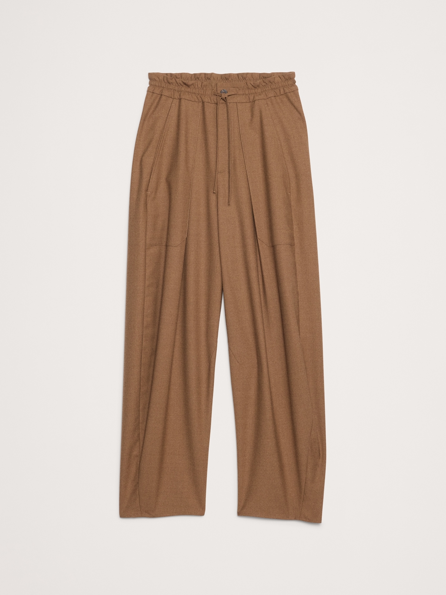 L'image numéro 5 présente Pantalon baril à taille haute extensible en flanelle à plis