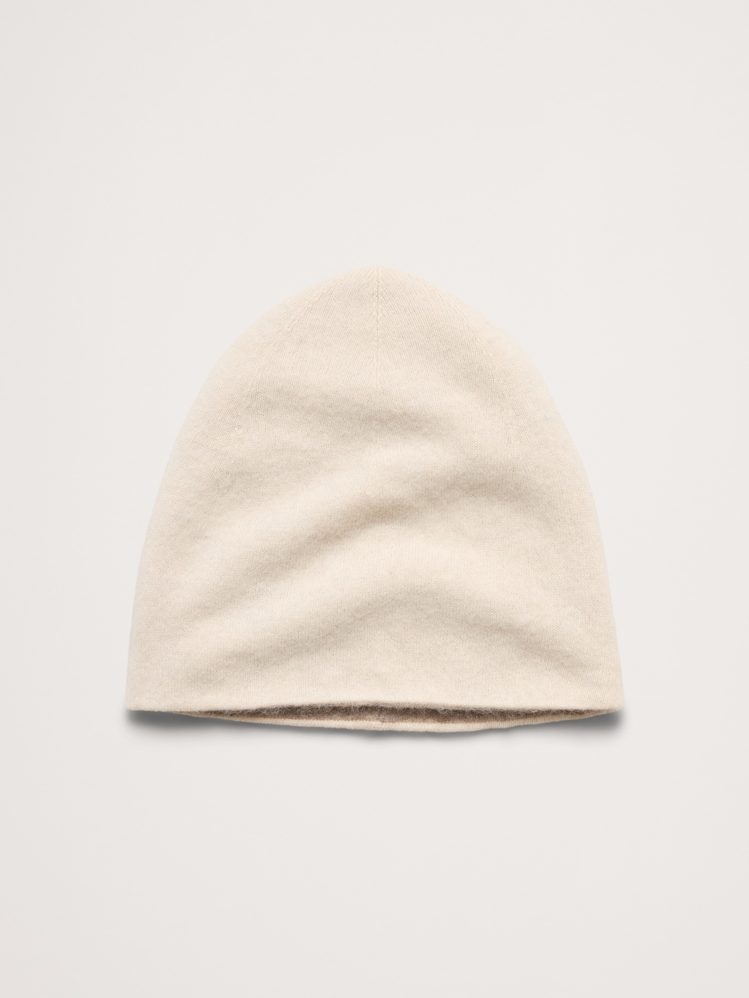 Reversible Brushed Wool-Cashmere Beanie - Cream White & Mink Taupe