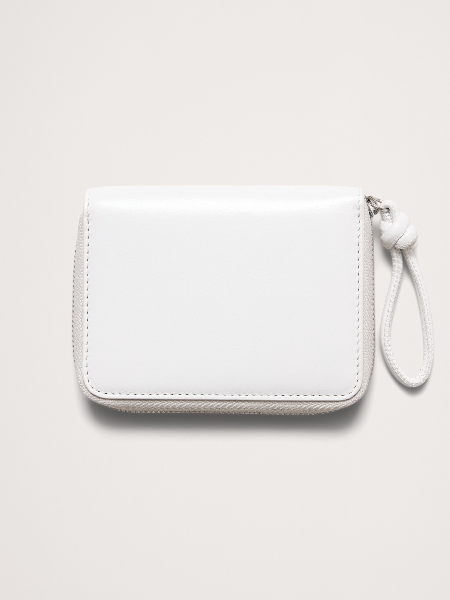 Italian Leather Zip Mini Wallet - Ivory