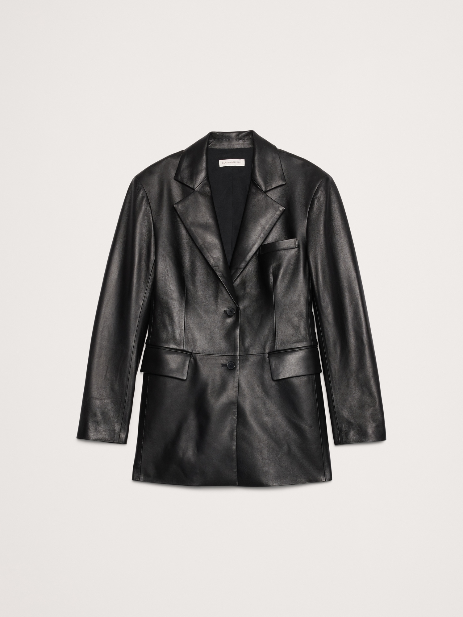 L'image numéro 4 présente Blazer ajusté en cuir