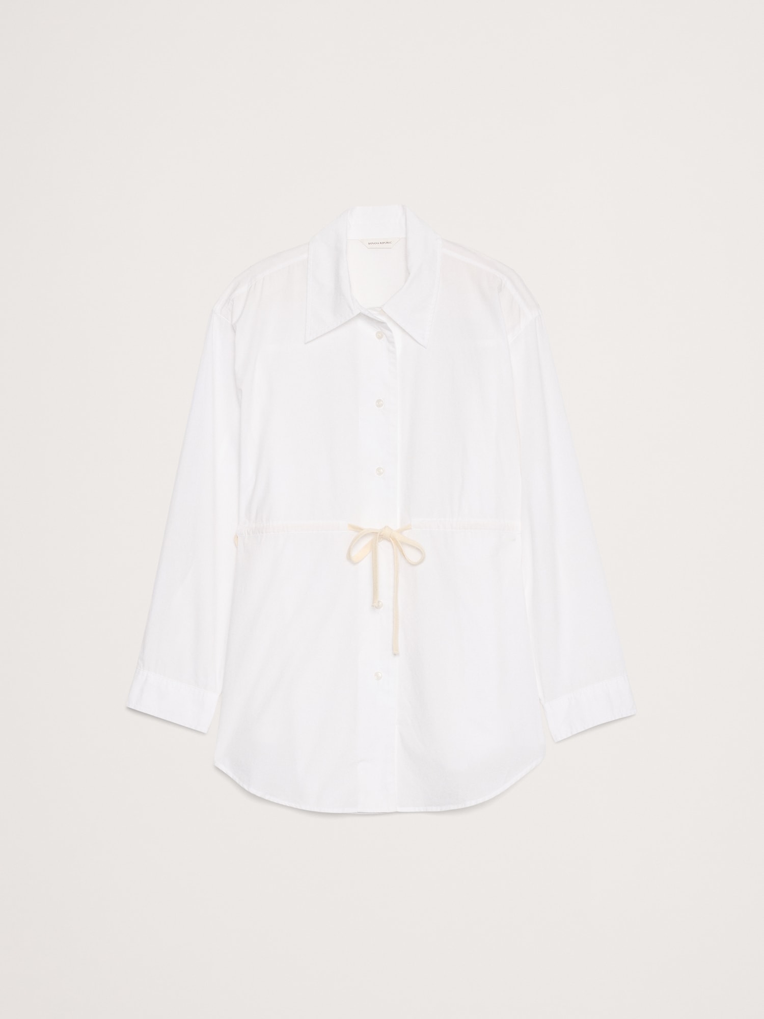 L'image numéro 5 présente Tunique en popeline de coton à taille à cordon coulissant