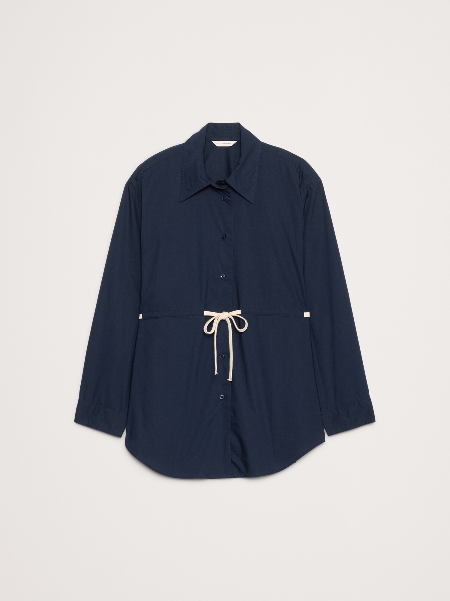 L'image numéro 8 présente Tunique en popeline de coton à taille à cordon coulissant