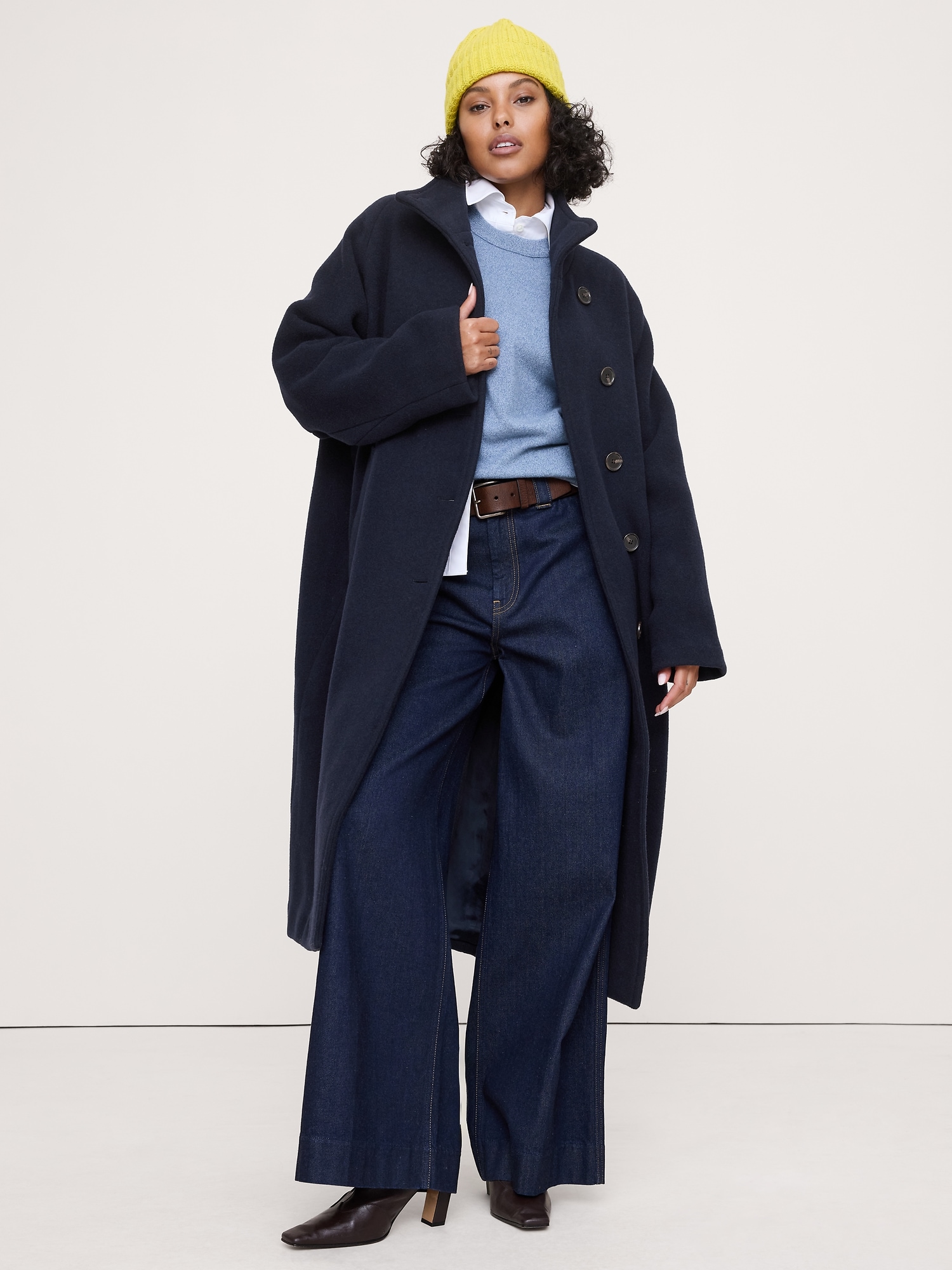 Manteau en mélange de laine italienne - Bleu Marine