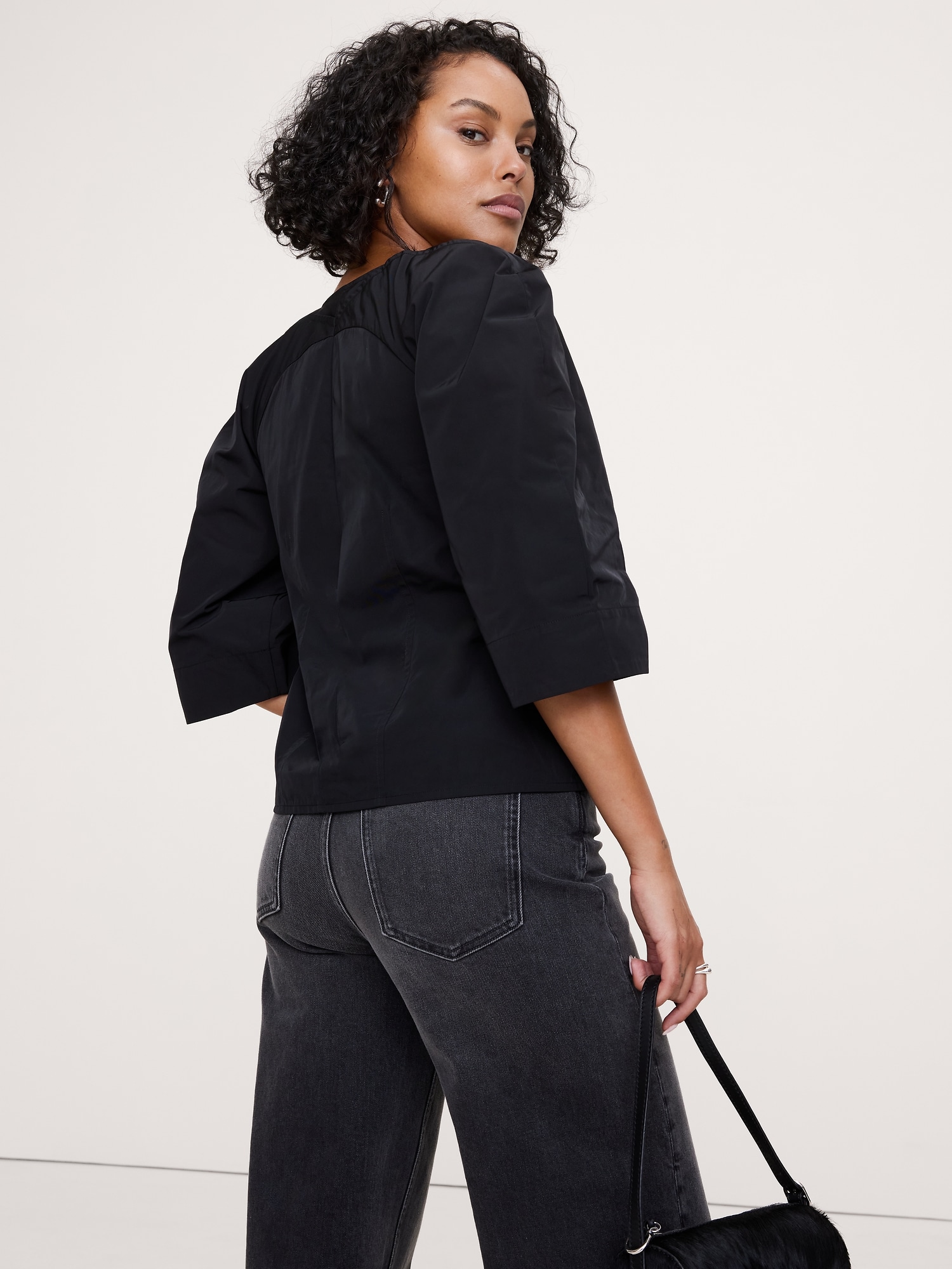 Taffeta Volume-Sleeve Top