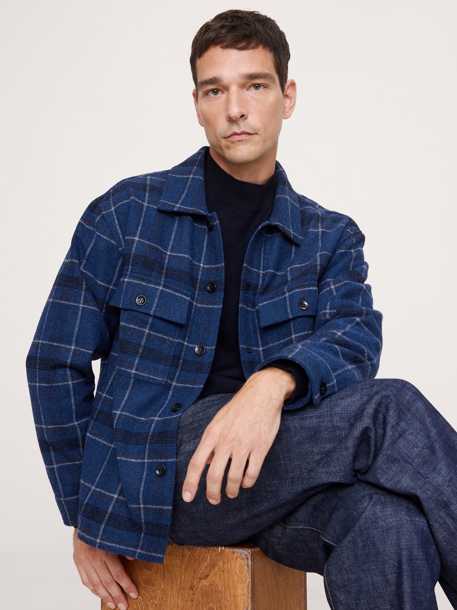 Image number 1 showing, Relaxed-Fit Plaid Heavy Overshirt with Wool