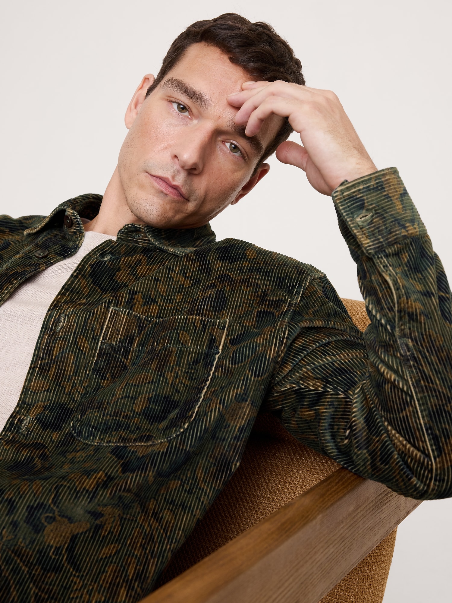 Relaxed-Fit Floral Corduroy Overshirt