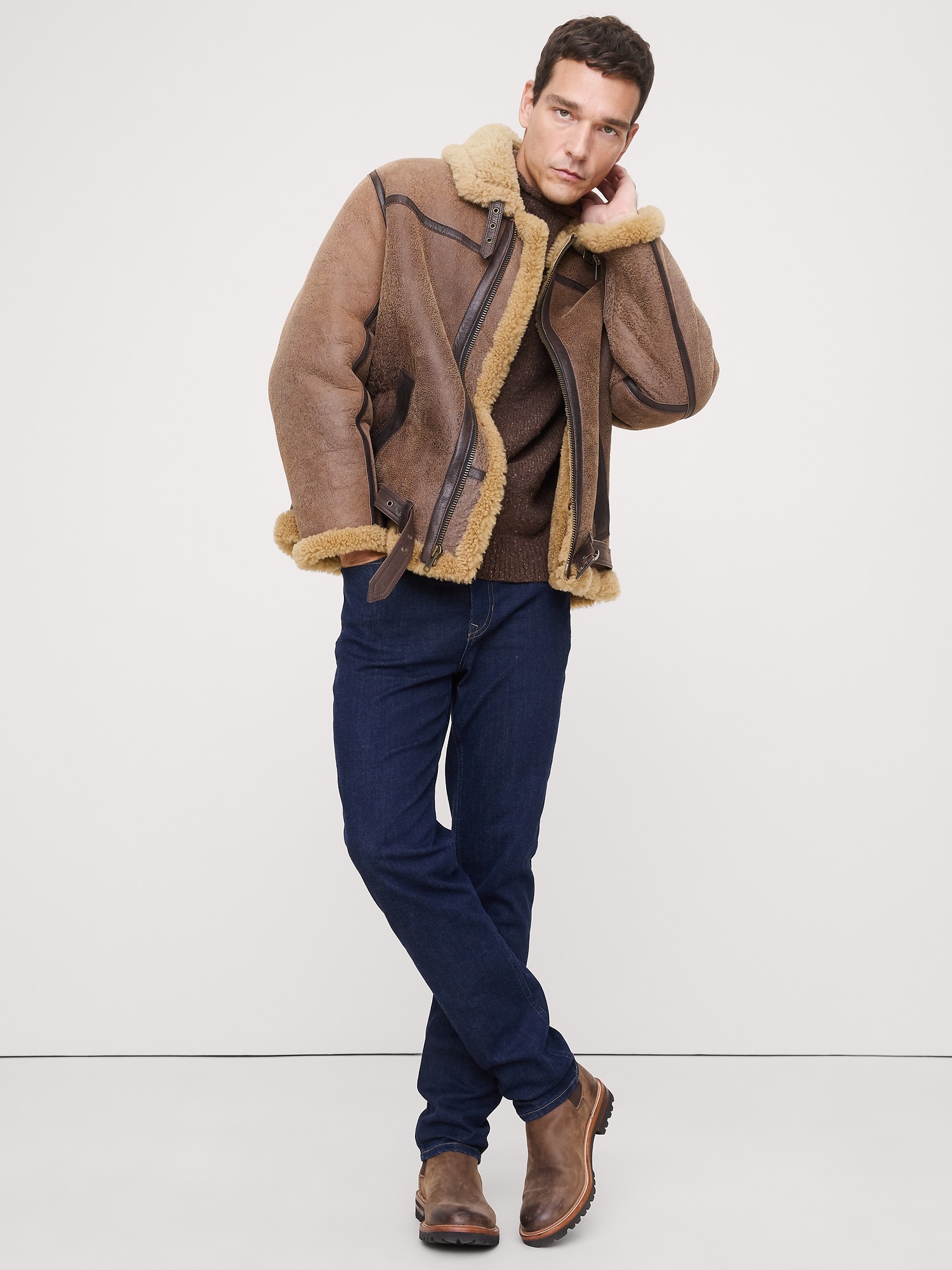 Heritage Shearling Flight Jacket - Brown