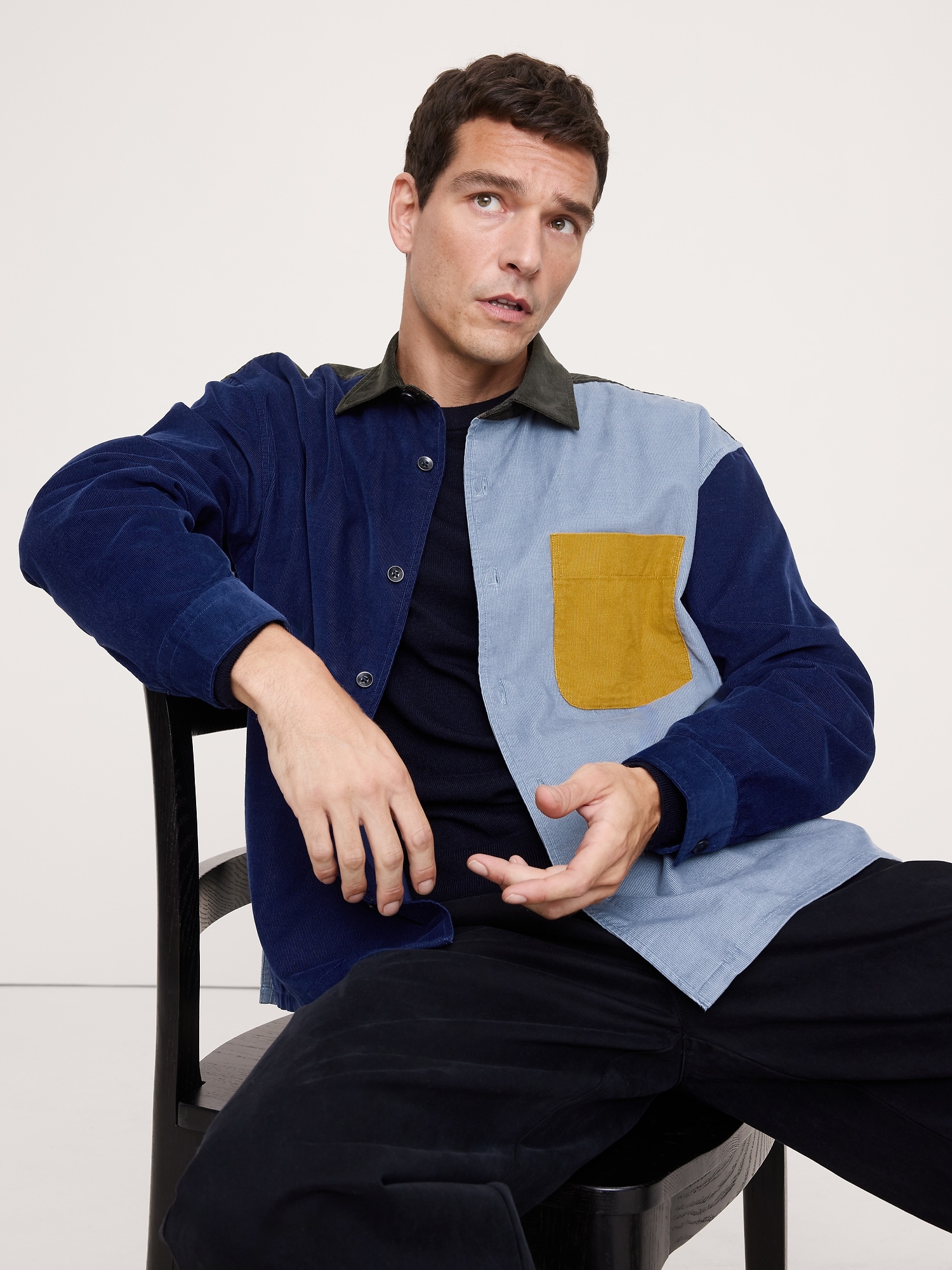 Image number 1 showing, Loose-Fit Colorblock Corduroy Shirt