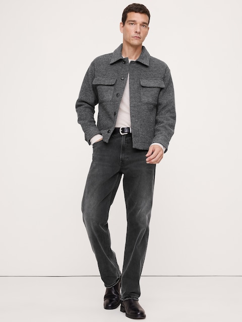 VESTE-CHEMISE EN MÉLANGE DE LAINE BOUILLIE