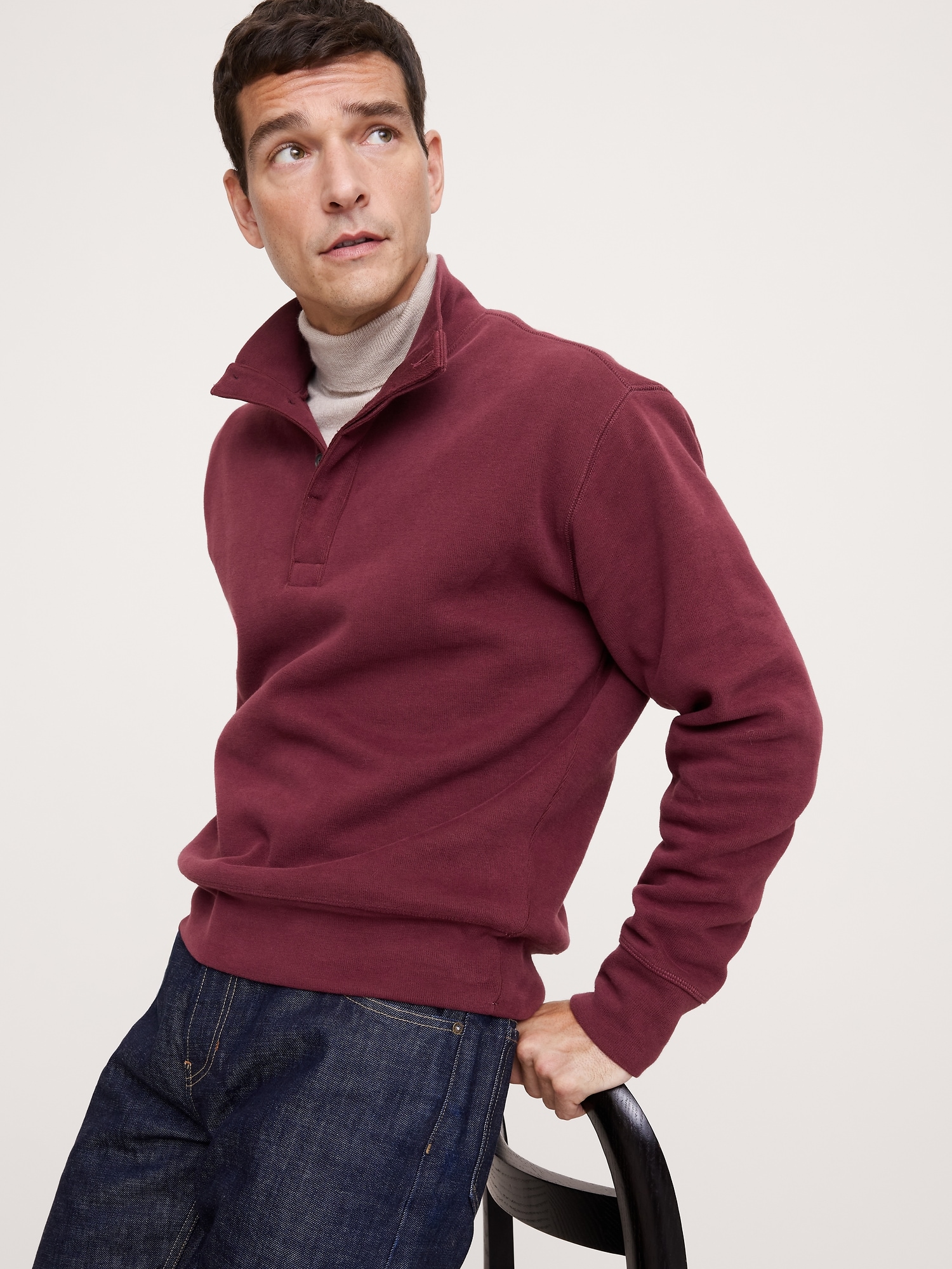 Image number 1 showing, Double-Knit Mock-Neck Sweatshirt