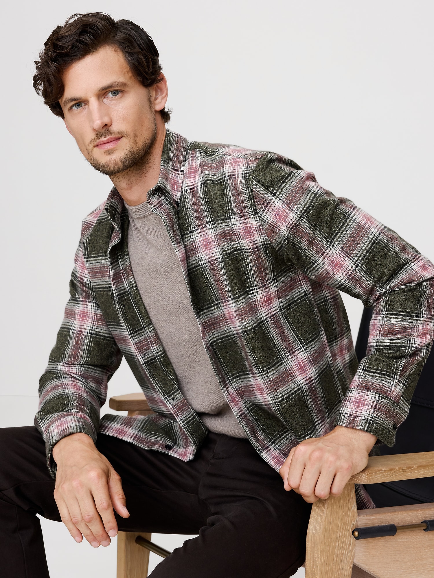 Chemise en flanelle à coupe standard - Carreaux Roses