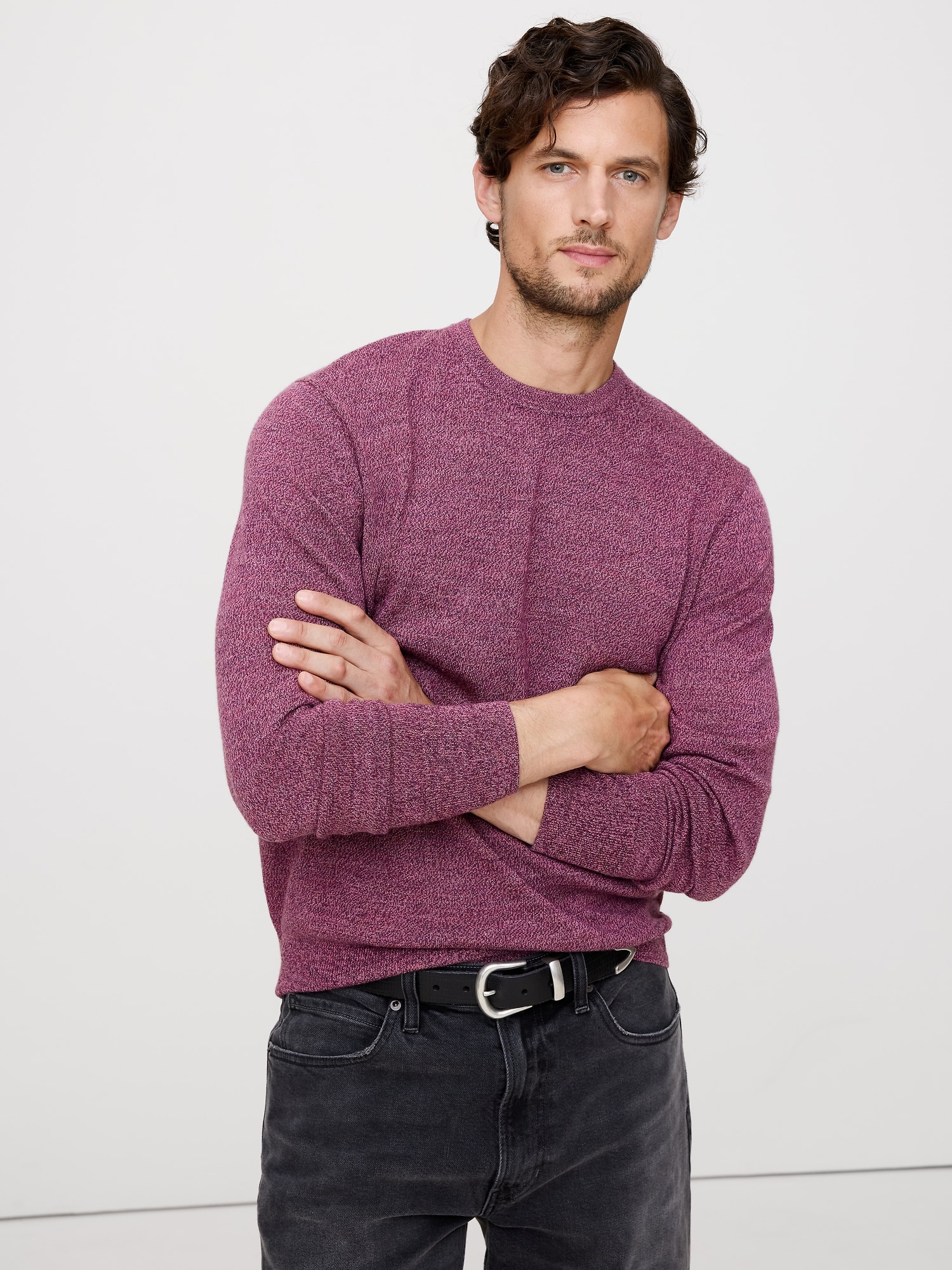 Merino Crew-Neck Sweater - Mauve Sky