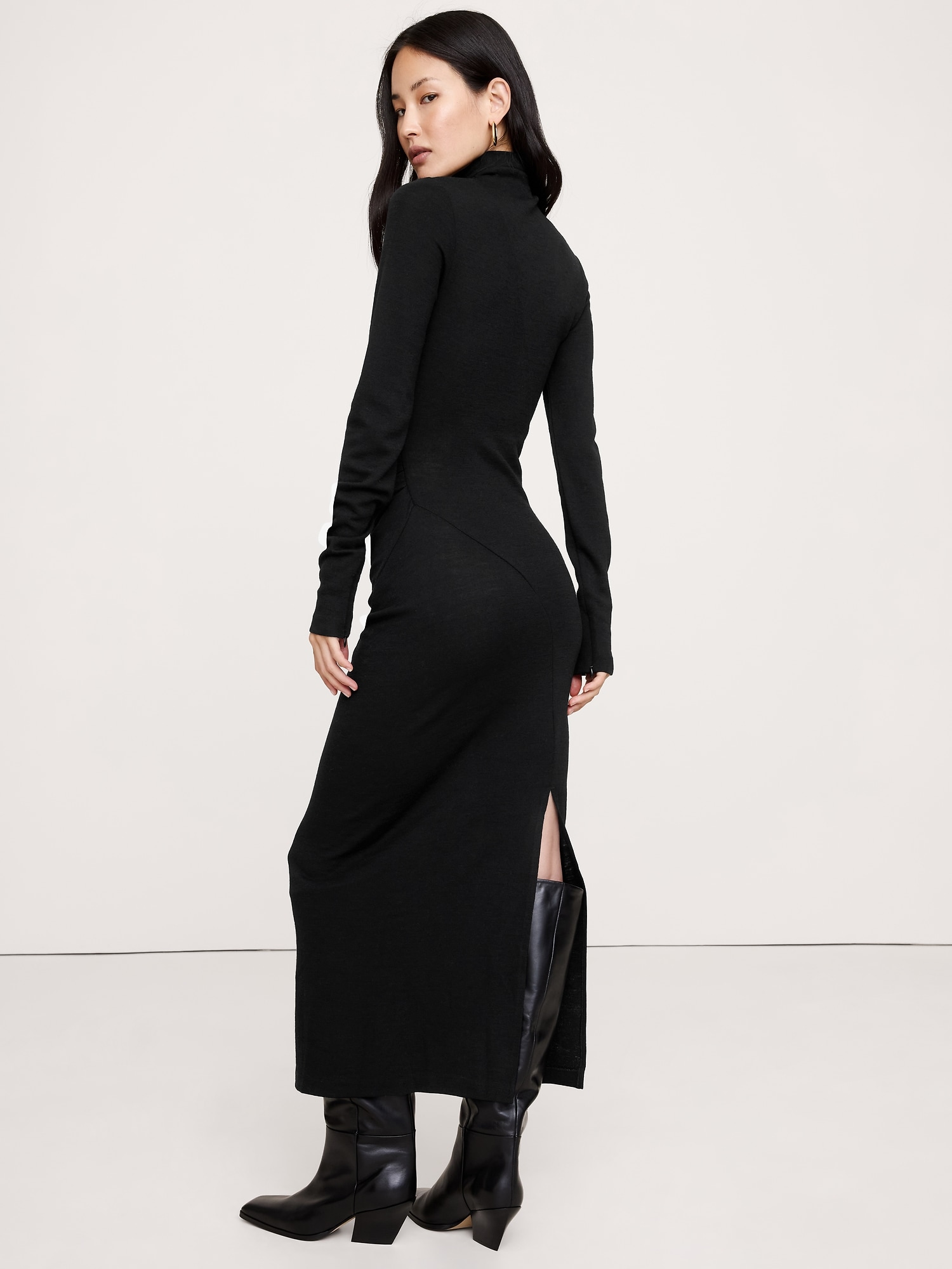 Image number 3 showing, Wool-Blend Jersey Ruched Maxi Dress