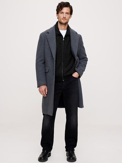 Checkered Alpaca-Wool Blend Sweater Jacket | Banana Republic