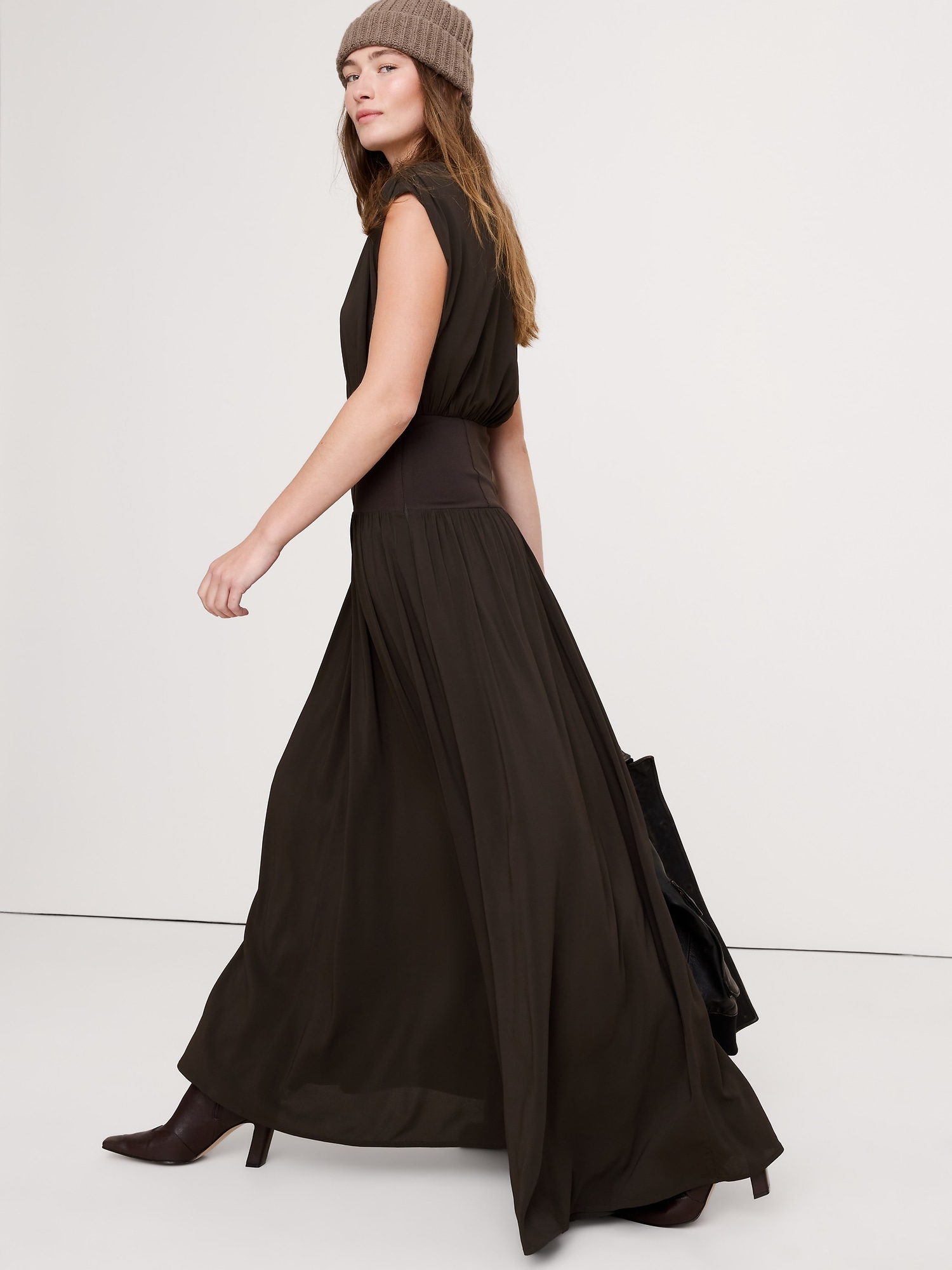 Image number 7 showing, Stretch-Crepe Drop-Waist Maxi Dress