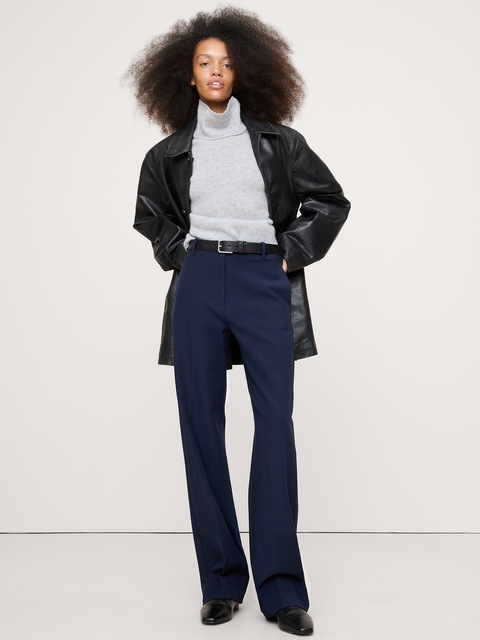PANTALON MODERNE DROIT À TAILLE HAUTE EN TISSU URBAIN EXTENSIBLE