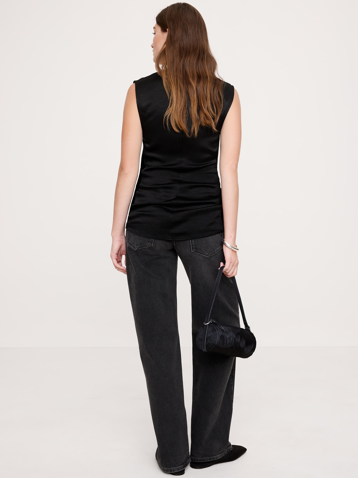 Image number 2 showing, Hammered Satin Draped Top