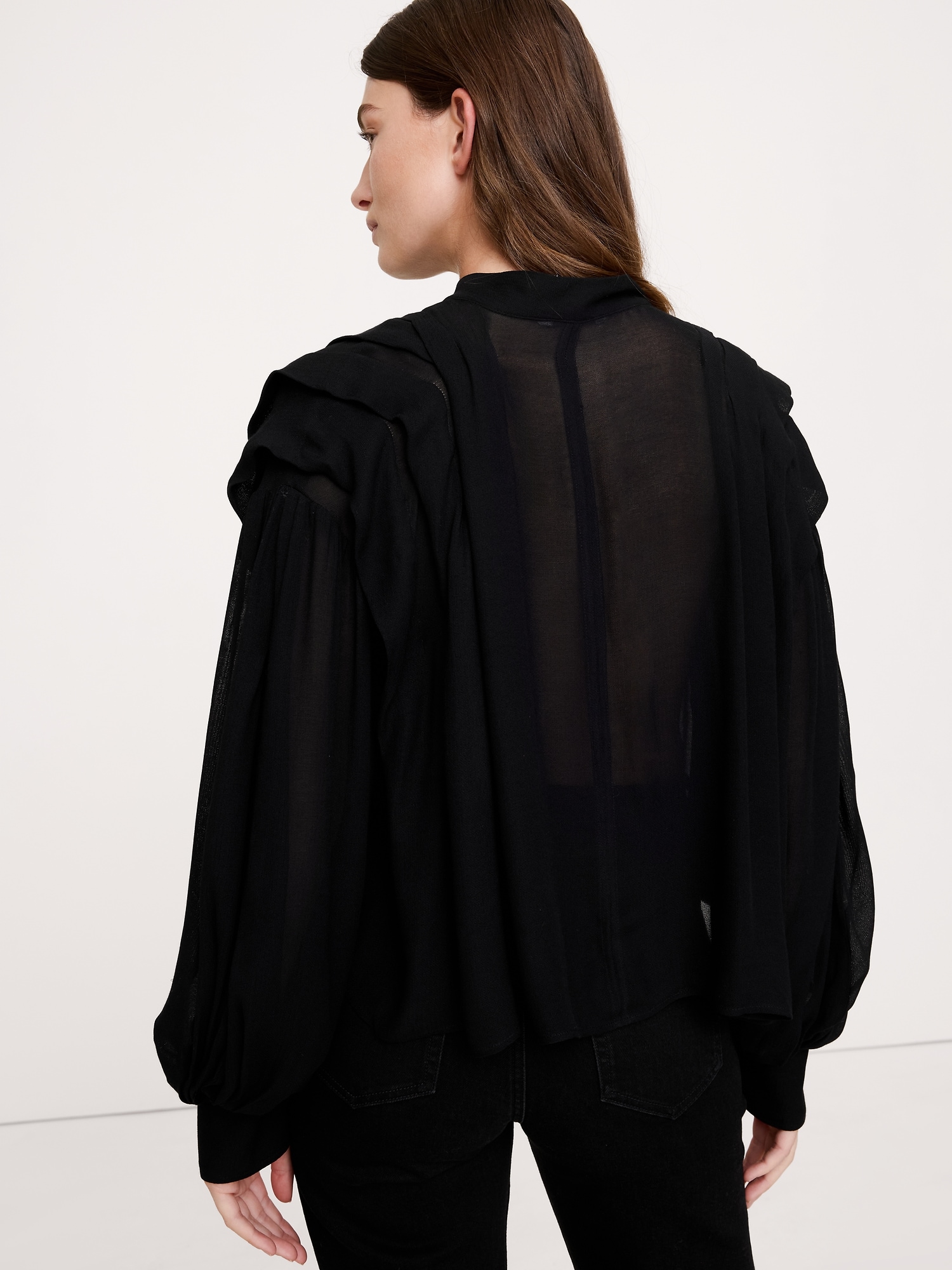 Image number 7 showing, Sheer Pleat-Shoulder Top