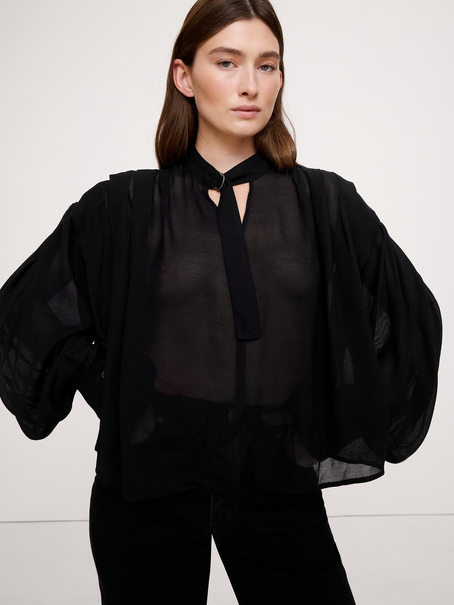 Image number 8 showing, Sheer Pleat-Shoulder Top