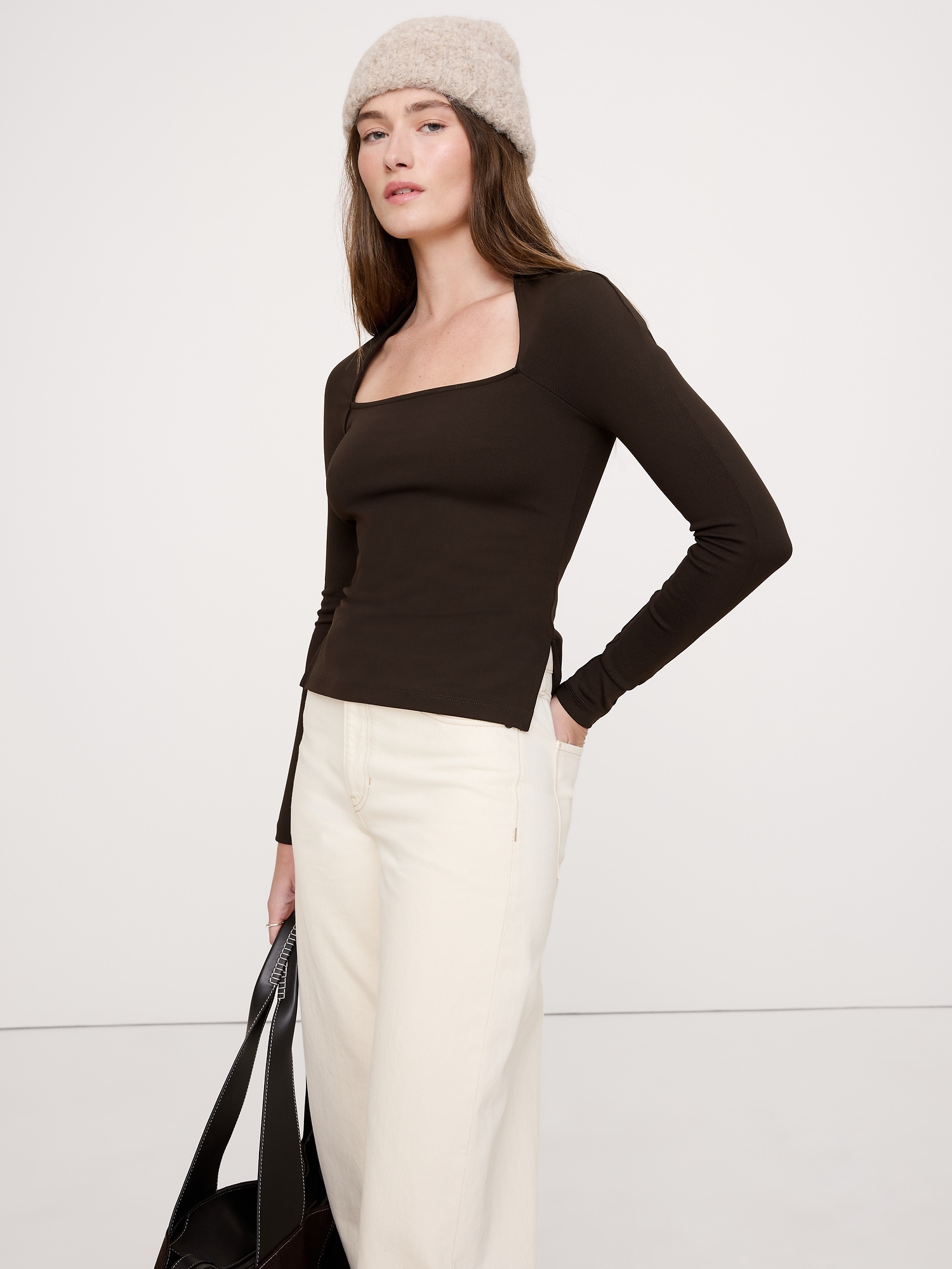 Image number 1 showing, Sculpted-Stretch Square-Neck Top