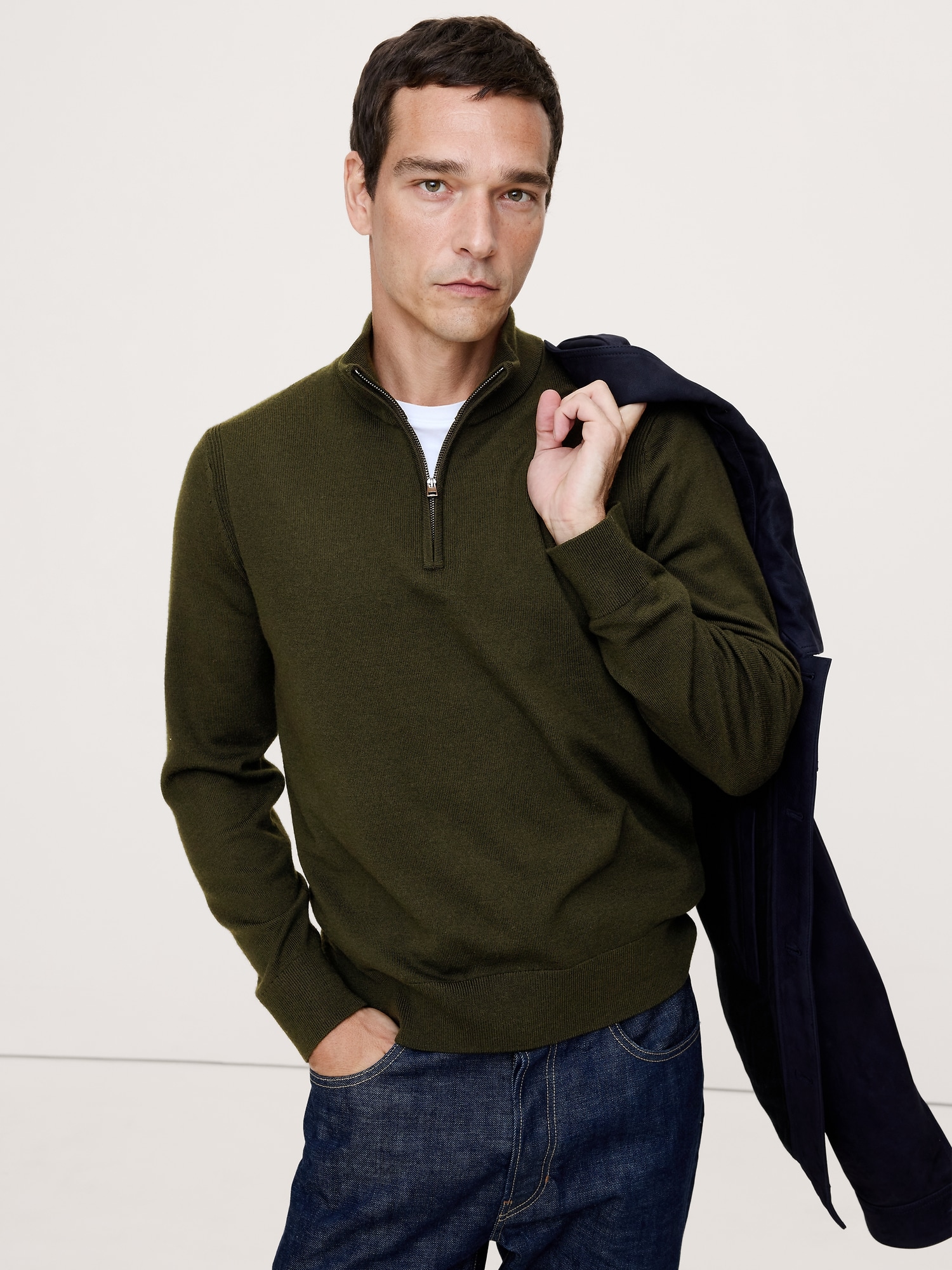 Merino Half-Zip Sweater - Green Mangrove