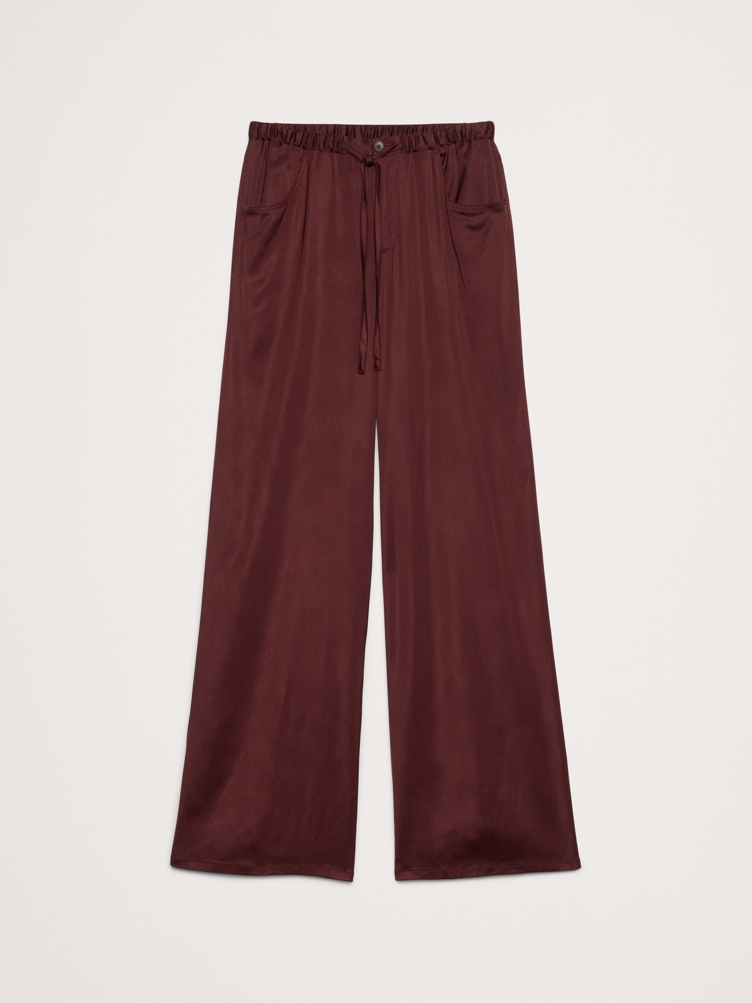 Image number 4 showing, Mid-Rise Wide-Leg Pull-On Stretch-Satin Pant