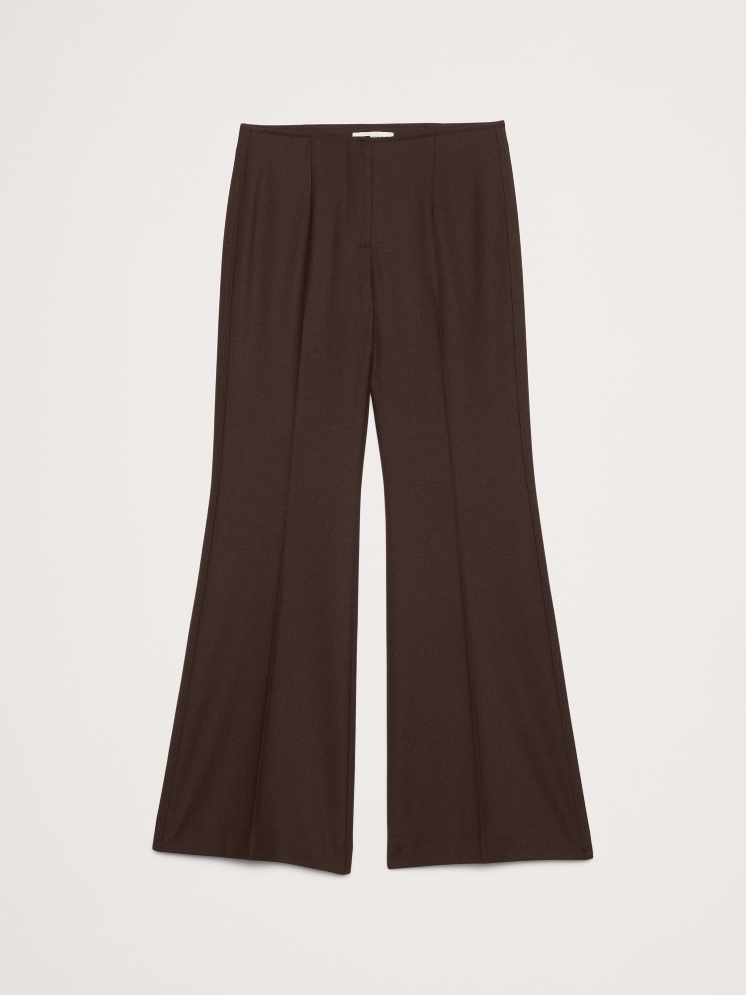 L'image numéro 5 présente Pantalon évasé à taille mi-basse en mélange de laine extensible