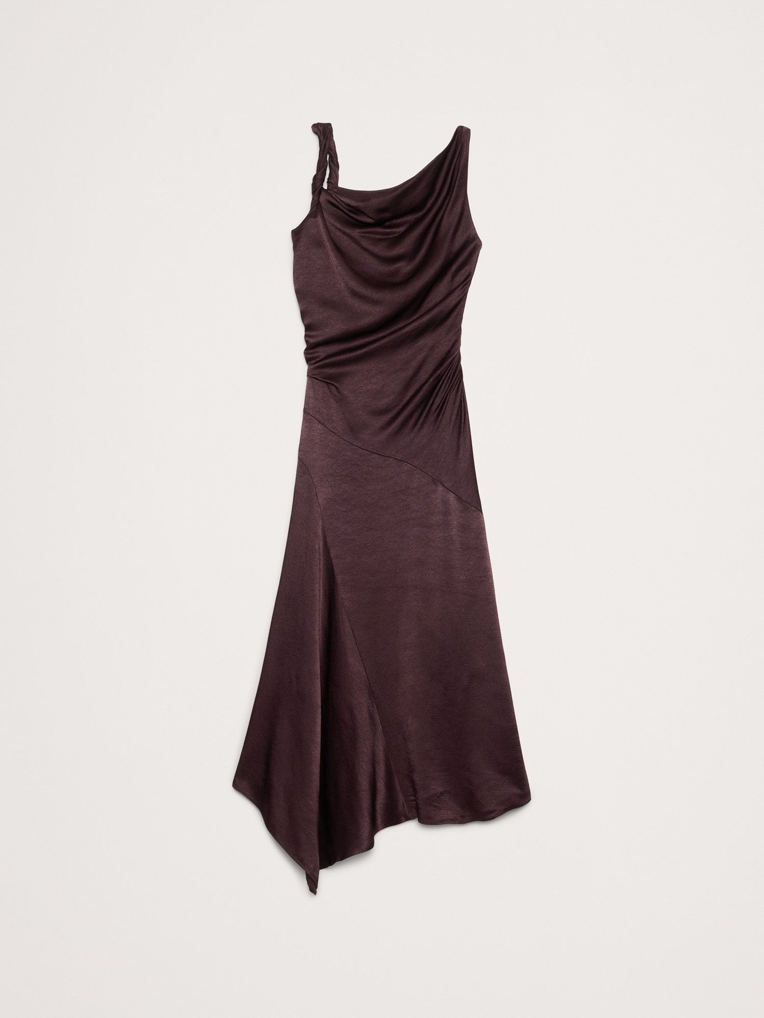 Image number 7 showing, Hammered Satin Twist-Shoulder Dress