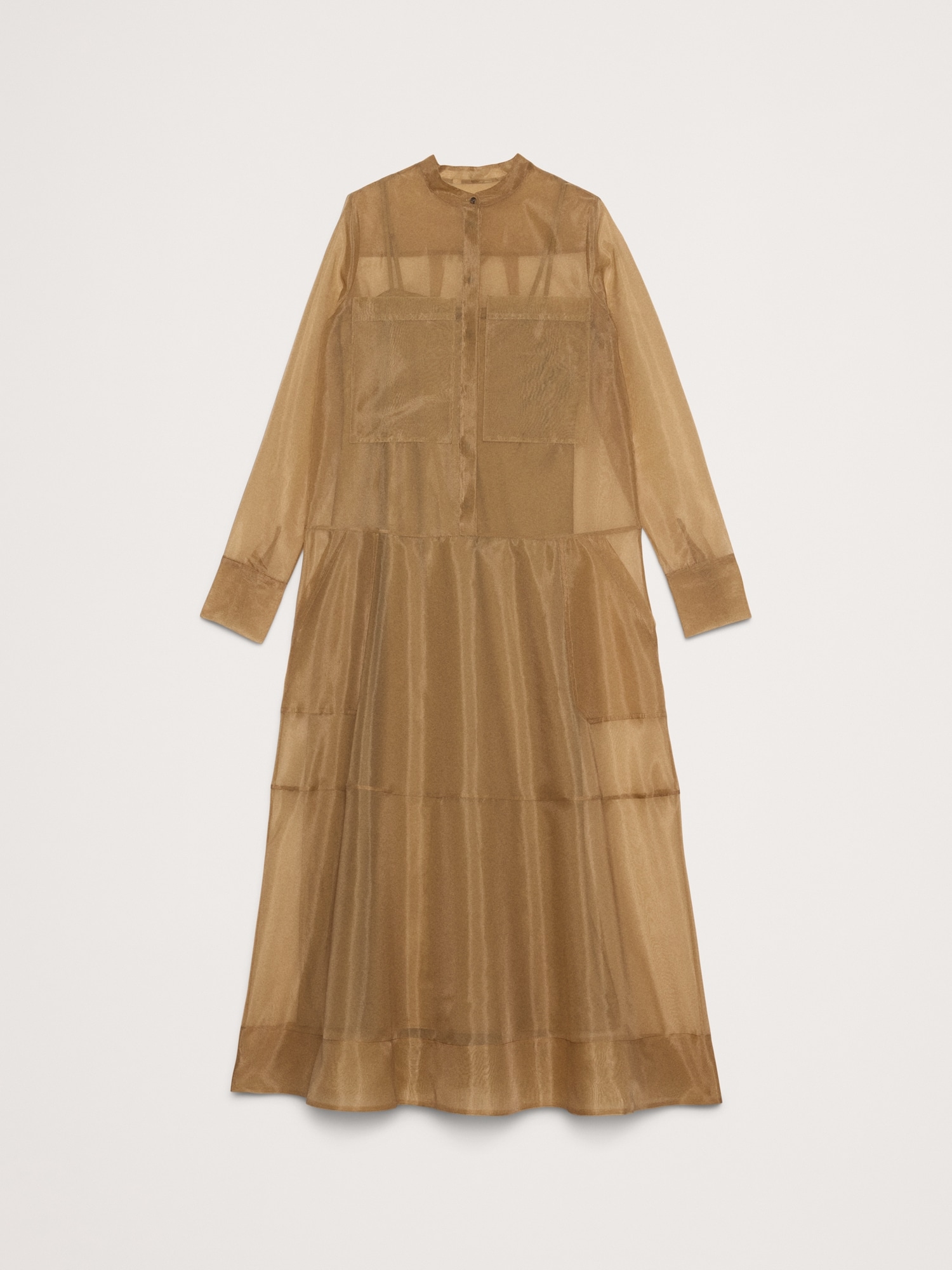 L'image numéro 5 présente Robe-chemisier longue en organza