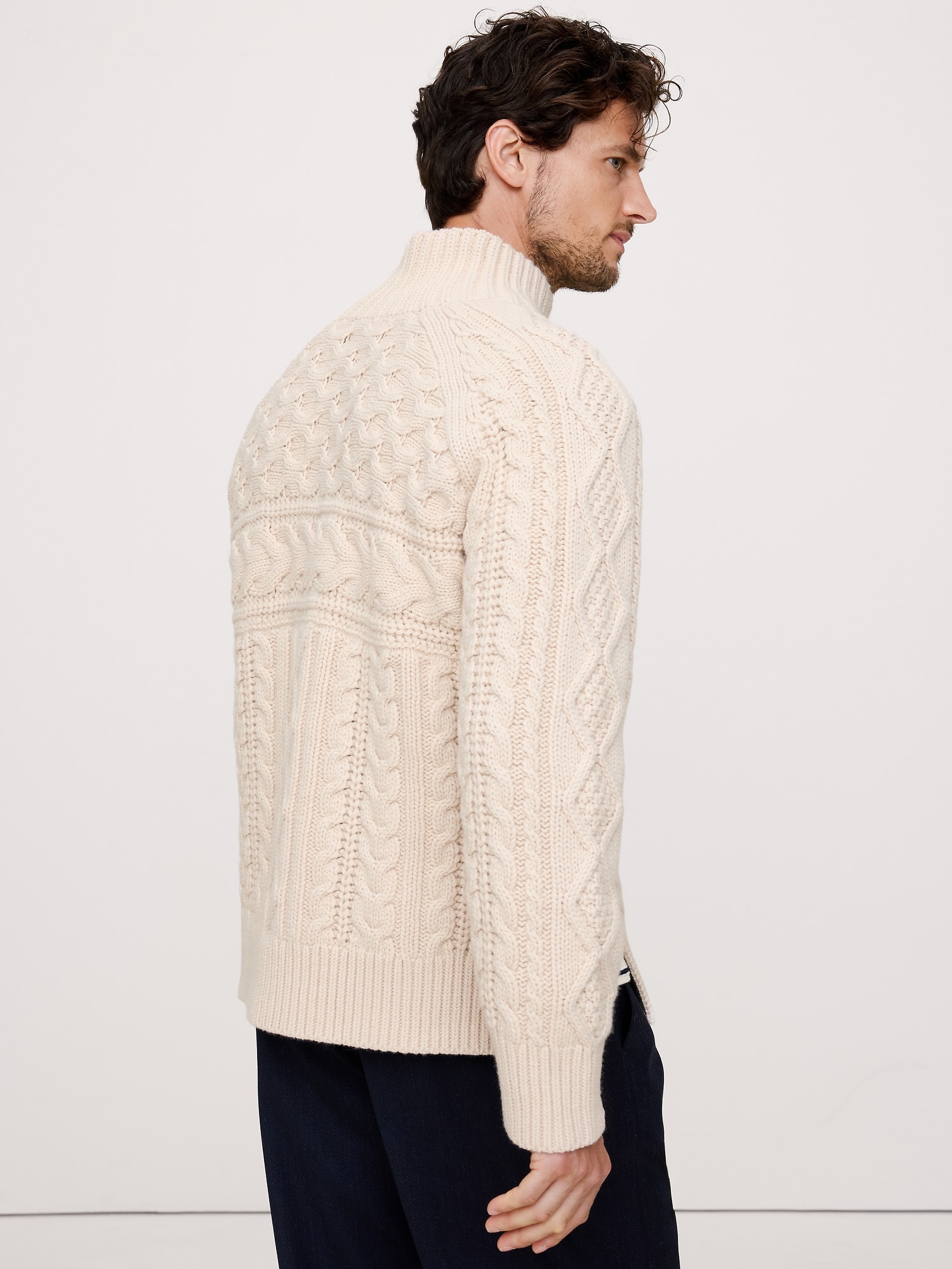 Image number 2 showing, Merino-Cotton Cable-Knit Sweater