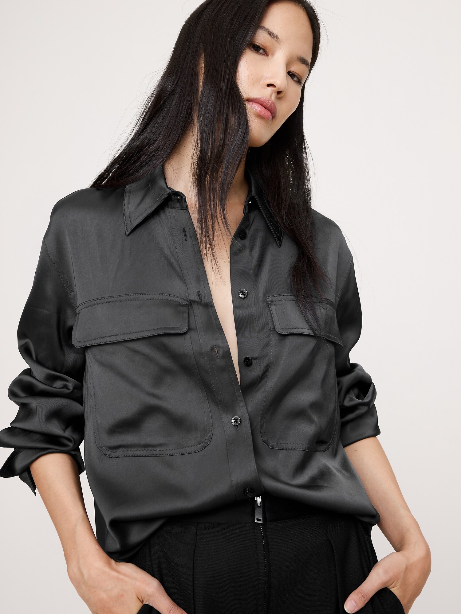 Image number 3 showing, Stretch-Satin Utility Shirt