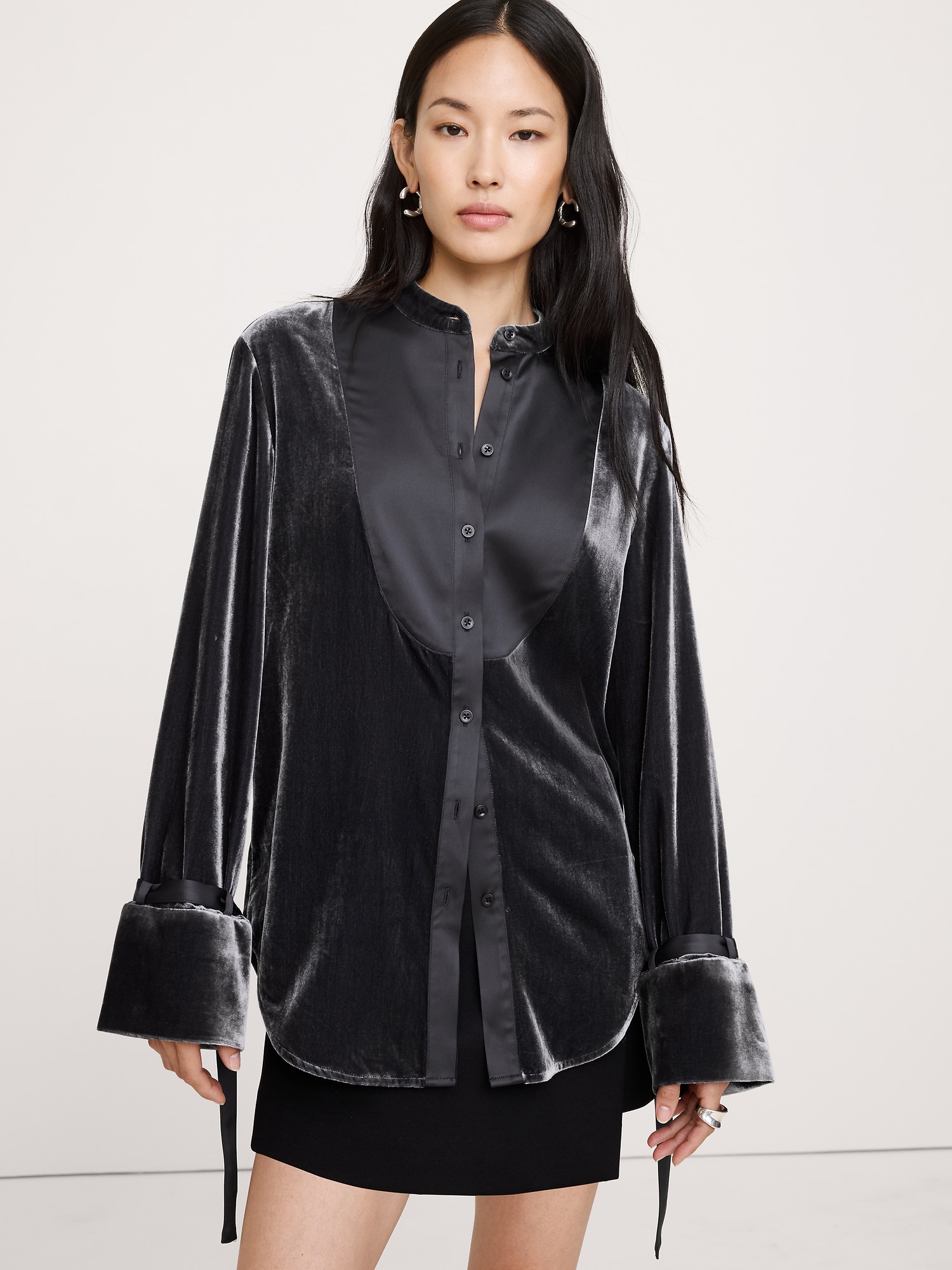 Chemise de smoking en velours