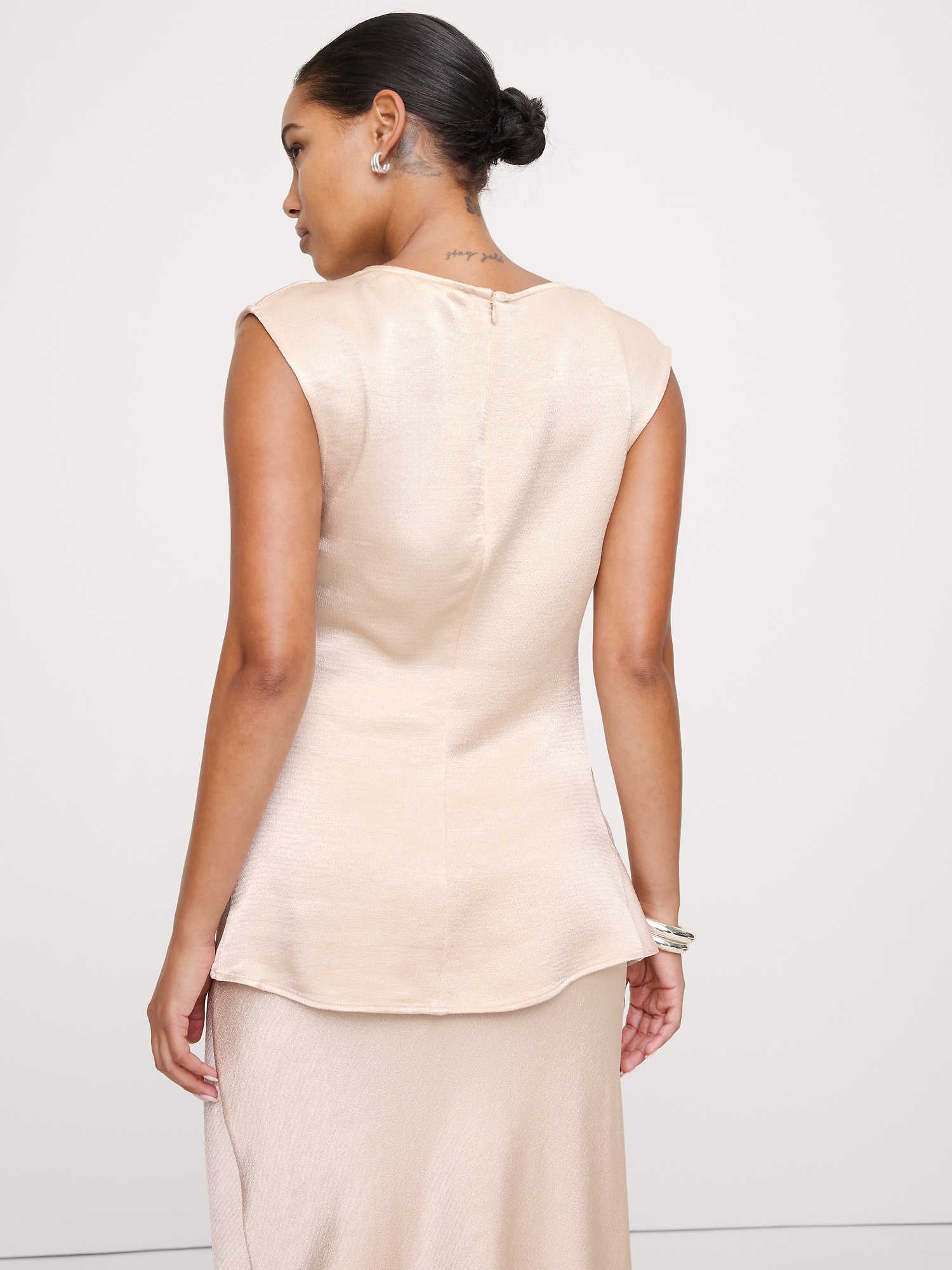 Image number 5 showing, Hammered Satin Draped Top
