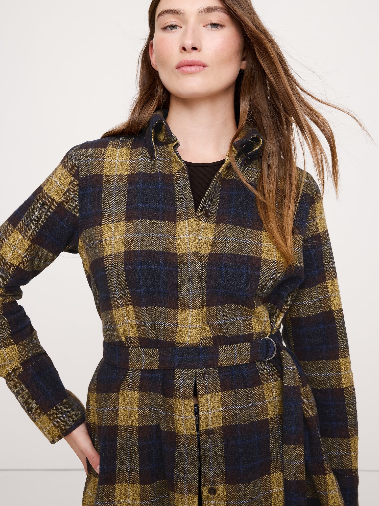 Image number 1 showing, Flannel Belted Tunic Shirt