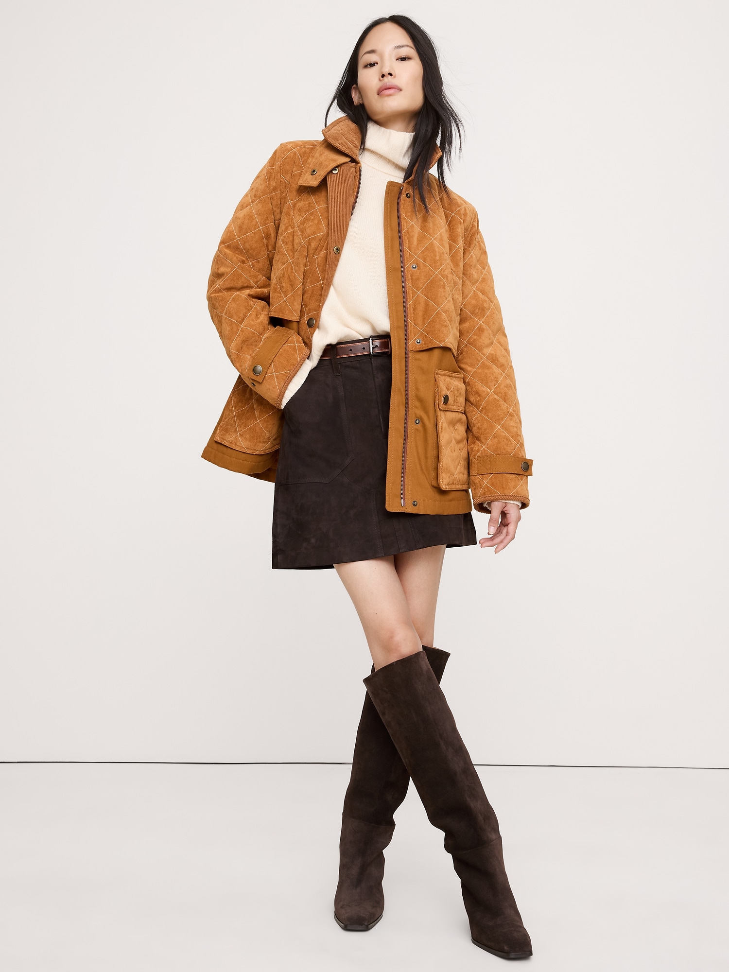 Quilted Chenille & Canvas Field Jacket - Sierra Brown