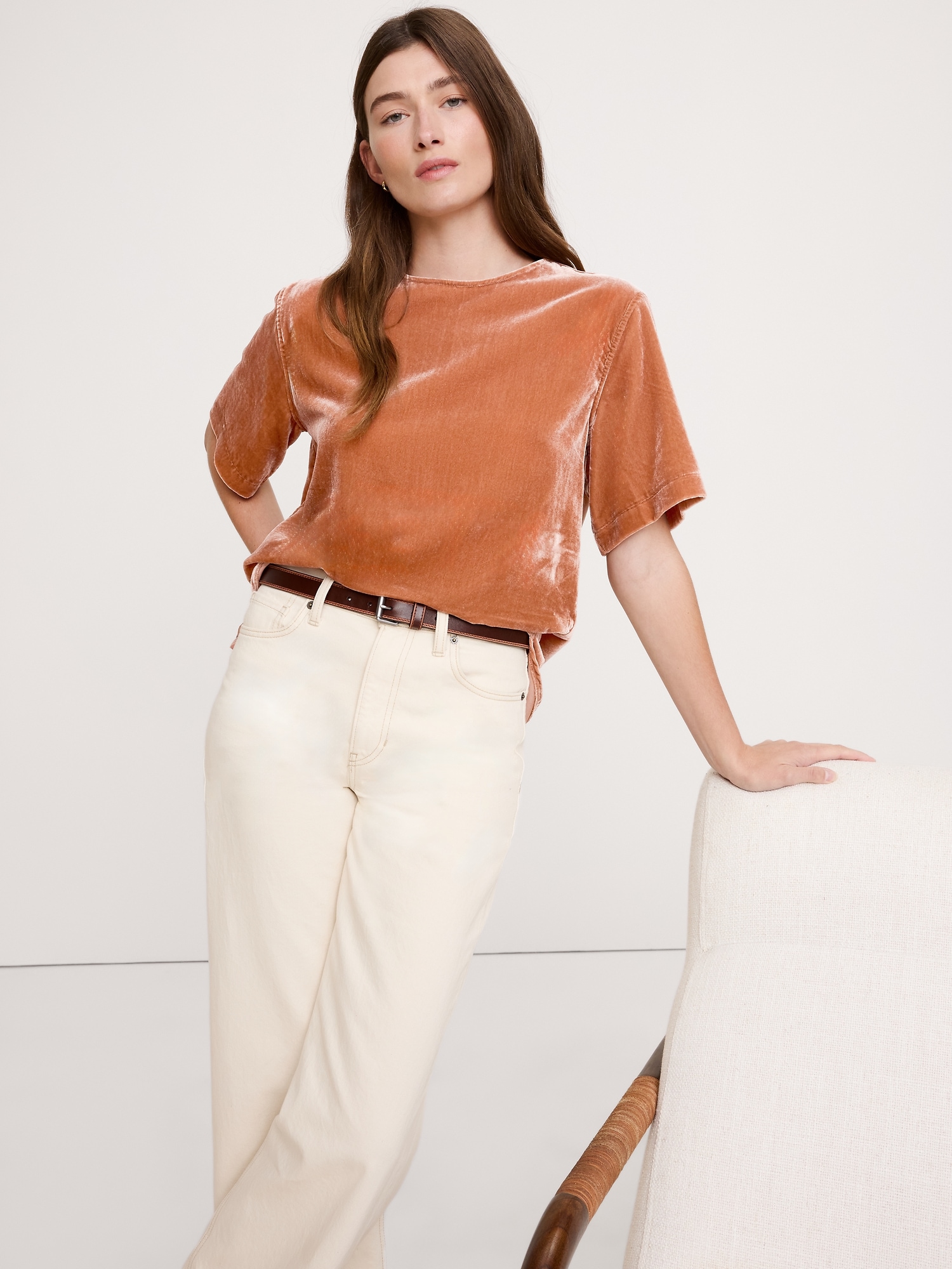 Image number 1 showing, Drapey Velvet Top