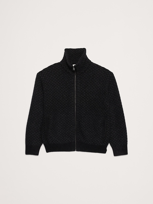 Checkered Alpaca-Wool Blend Sweater Jacket | Banana Republic