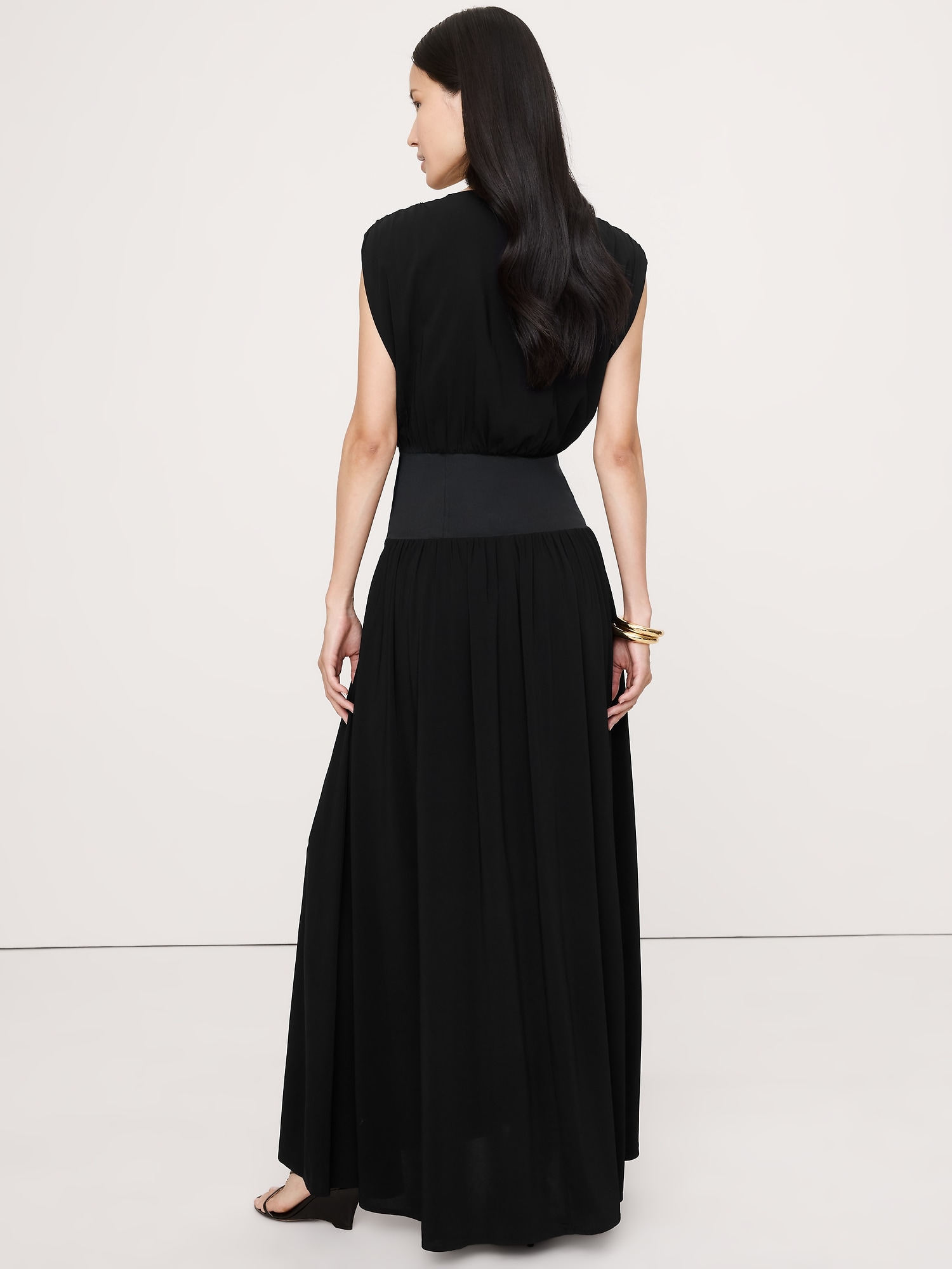 Image number 3 showing, Stretch-Crepe Drop-Waist Maxi Dress