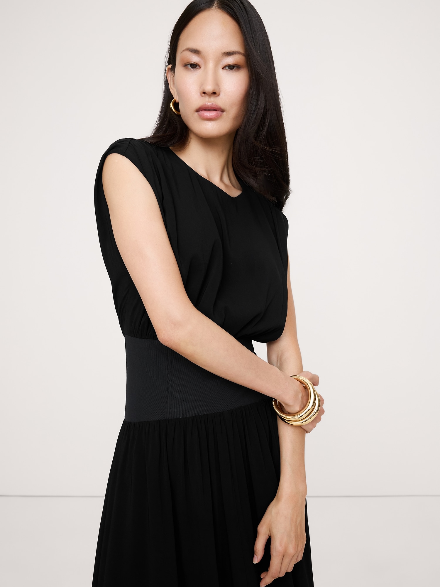 Image number 4 showing, Stretch-Crepe Drop-Waist Maxi Dress