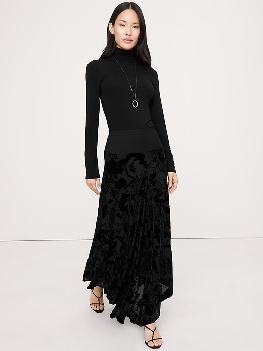 Burnout Velvet Asymmetrical Skirt