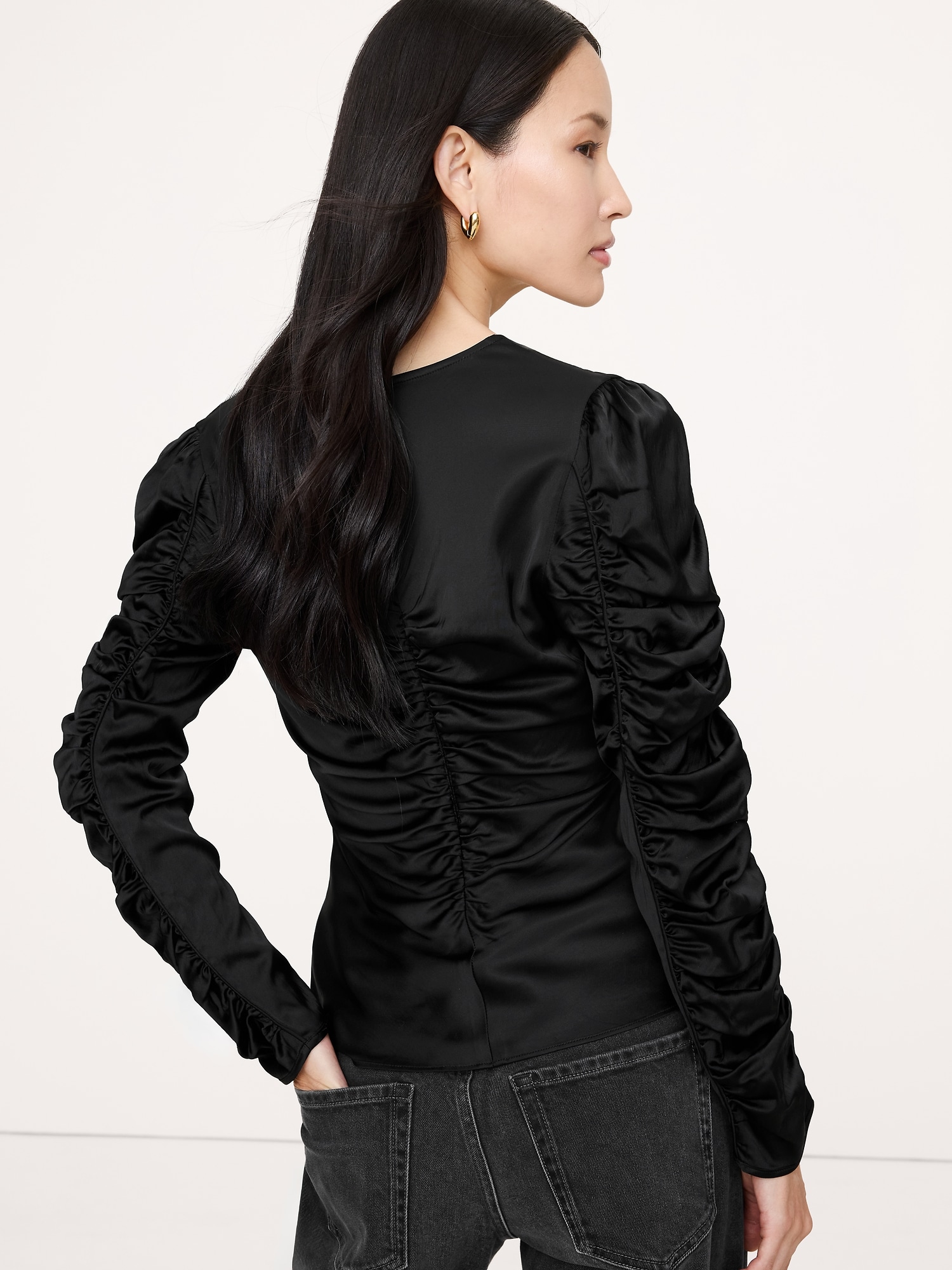 Image number 5 showing, Stretch-Satin Ruched Top